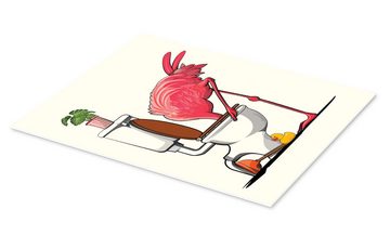 Posterlounge Forex-Bild Wyatt9, Flamingo versenkt den Kopf, Badezimmer Illustration