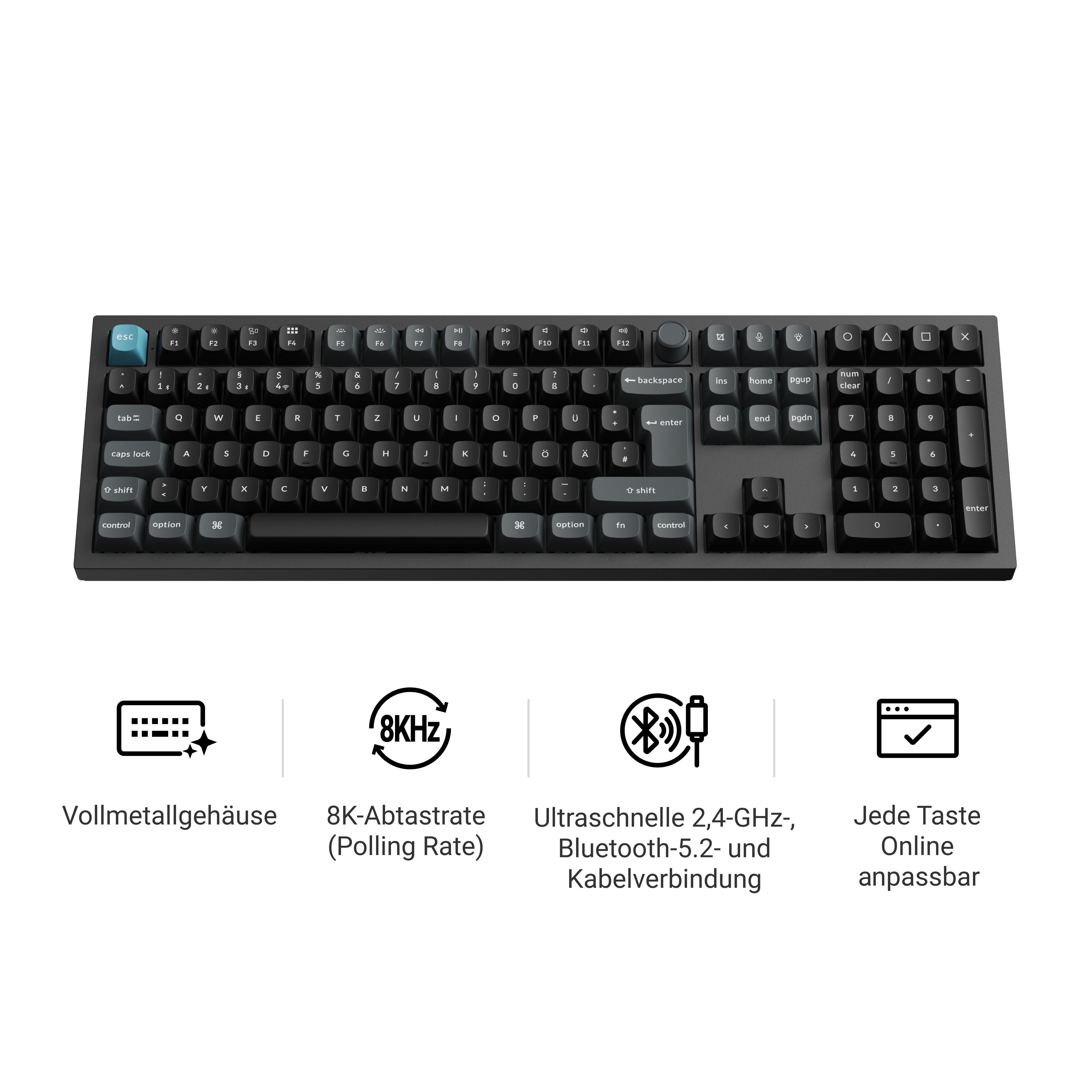 Keychron Q6 Ultra 8K – Swappable RGB Backlight Full-Size Mechanische Tastatur Tastatur (Hot-Swap)