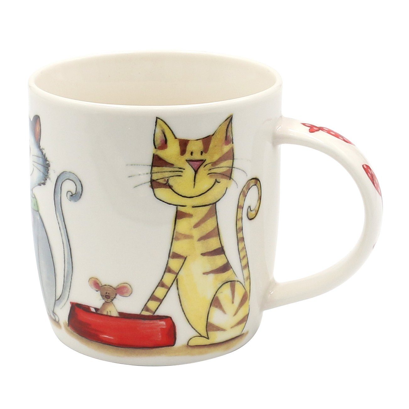 Tasse Kaffeetasse Porzellan Katze, Dekohelden24 aus braun Hunde Kaffeebecher Porzellan /