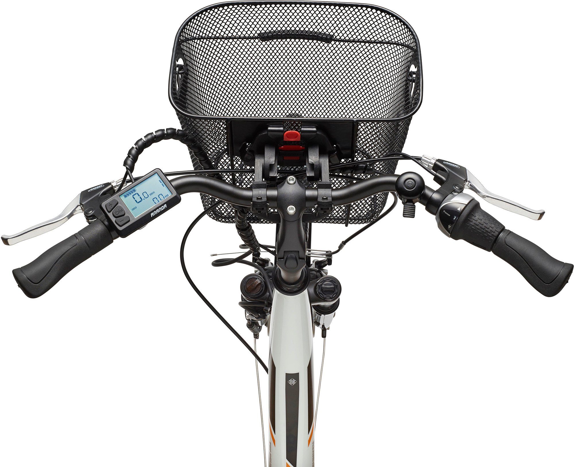 Telefunken E-Bike RC840, Wh Multitalent Frontmotor, Akku, mit Nexus Fahrradkorb 374,4 7 Shimano Gang Schaltwerk