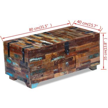 Merax Couchtisch, aus recyceltes Massivholz, Beistelltisch Altholz mit Schublade