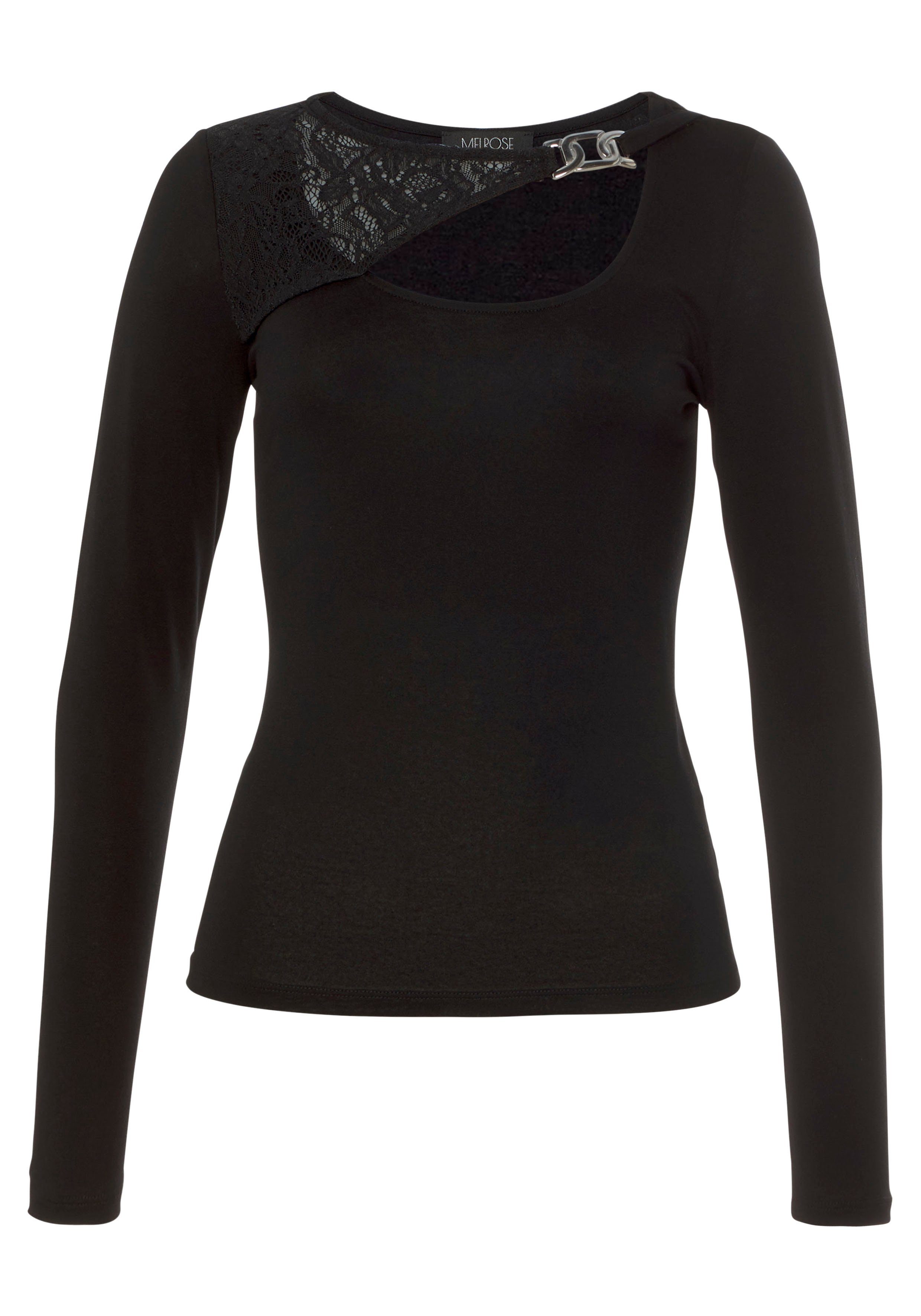 Melrose Langarmshirt Langarm, unifarben, mit Zierschnalle