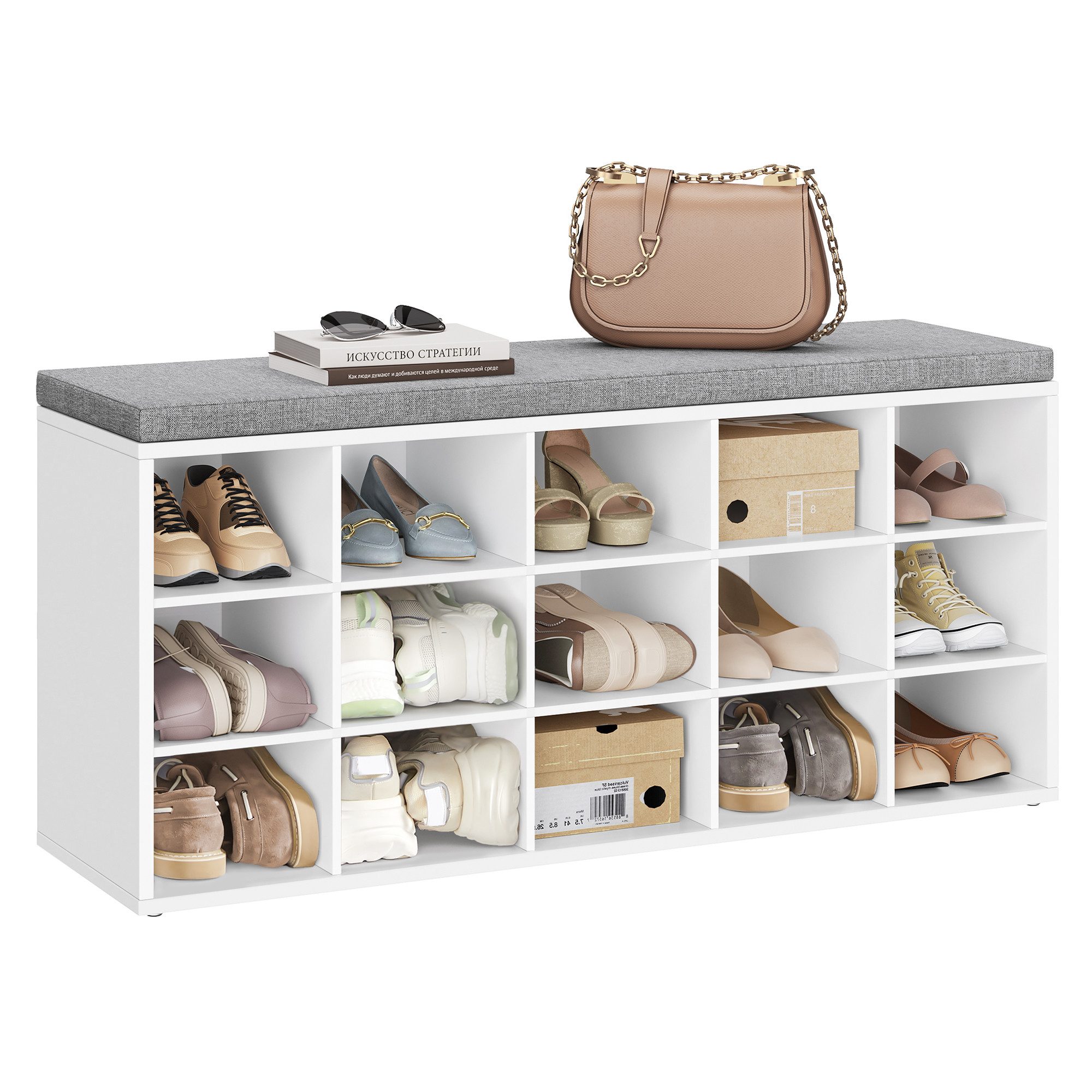 VASAGLE Schuhbank, Schuhregal, mit 15 Fächern, günstig online kaufen