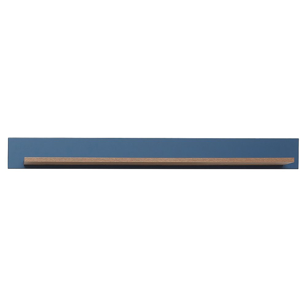 (6-St., Eiche in blau TV-Lowboard, DEVON-36, Nb., Vitrinen, Beleuchtung Landhaus 6-tlg), mit Wohnwand Set Lomadox