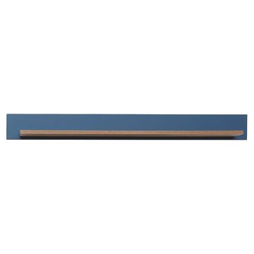 Lomadox Wohnwand DEVON-36, (5-St., 5-tlg), Landhaus Design blau mit Eiche Nb., TV-Lowboard, Vitrinen, Beleuchtung