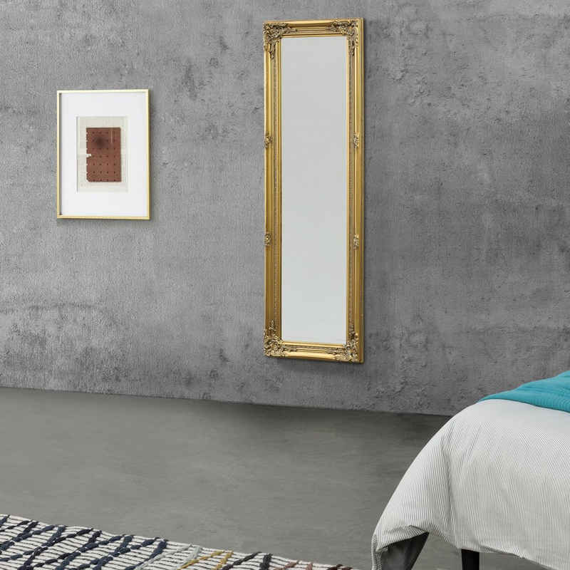 en.casa Wandspiegel, »Livorno« Ganzkörperspiegel 132 x 42 cm Antik Spiegel Goldfarben