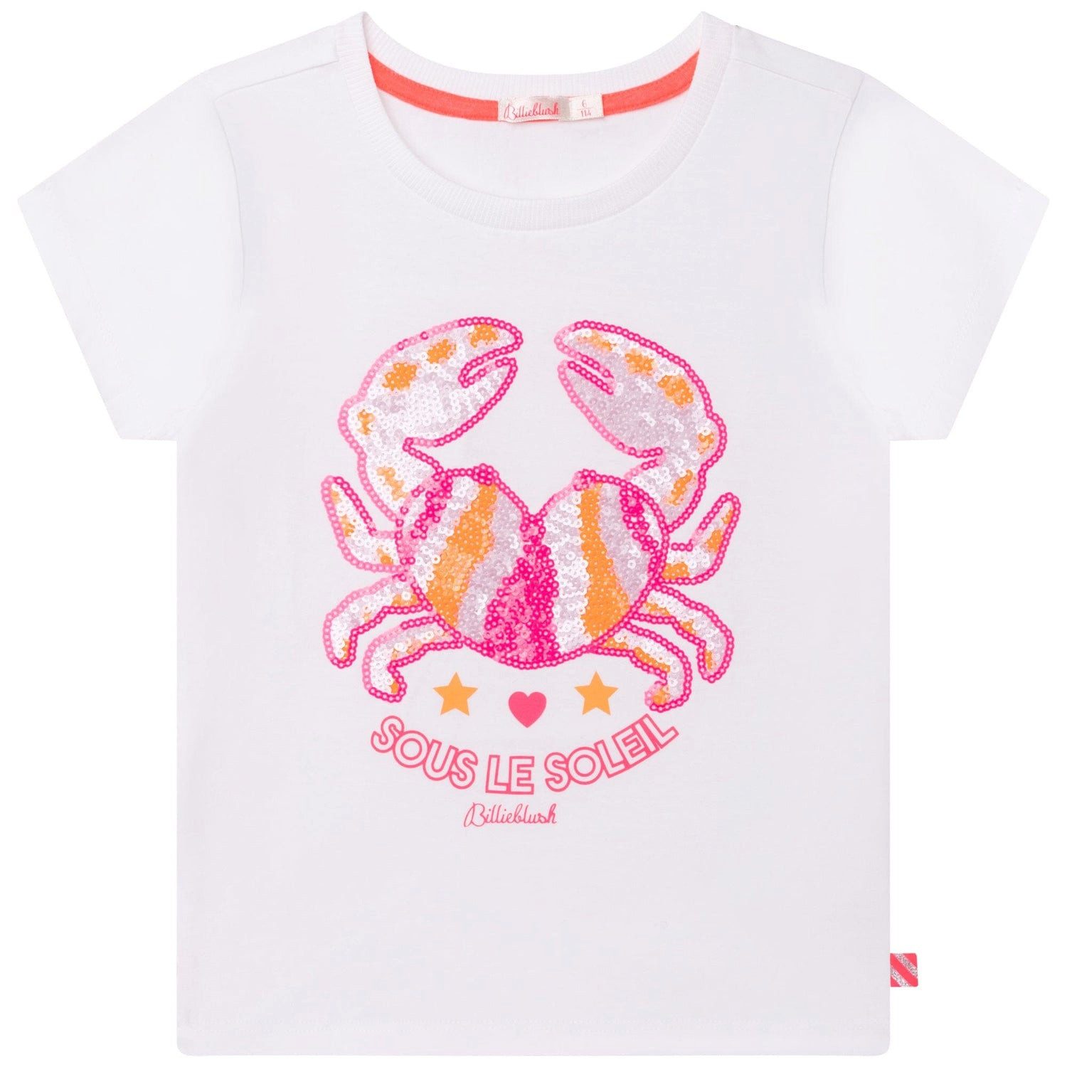 Billieblush T-Shirt Billieblush T-Shirt weiß creme Krebs mit Pailletten in rosa orange