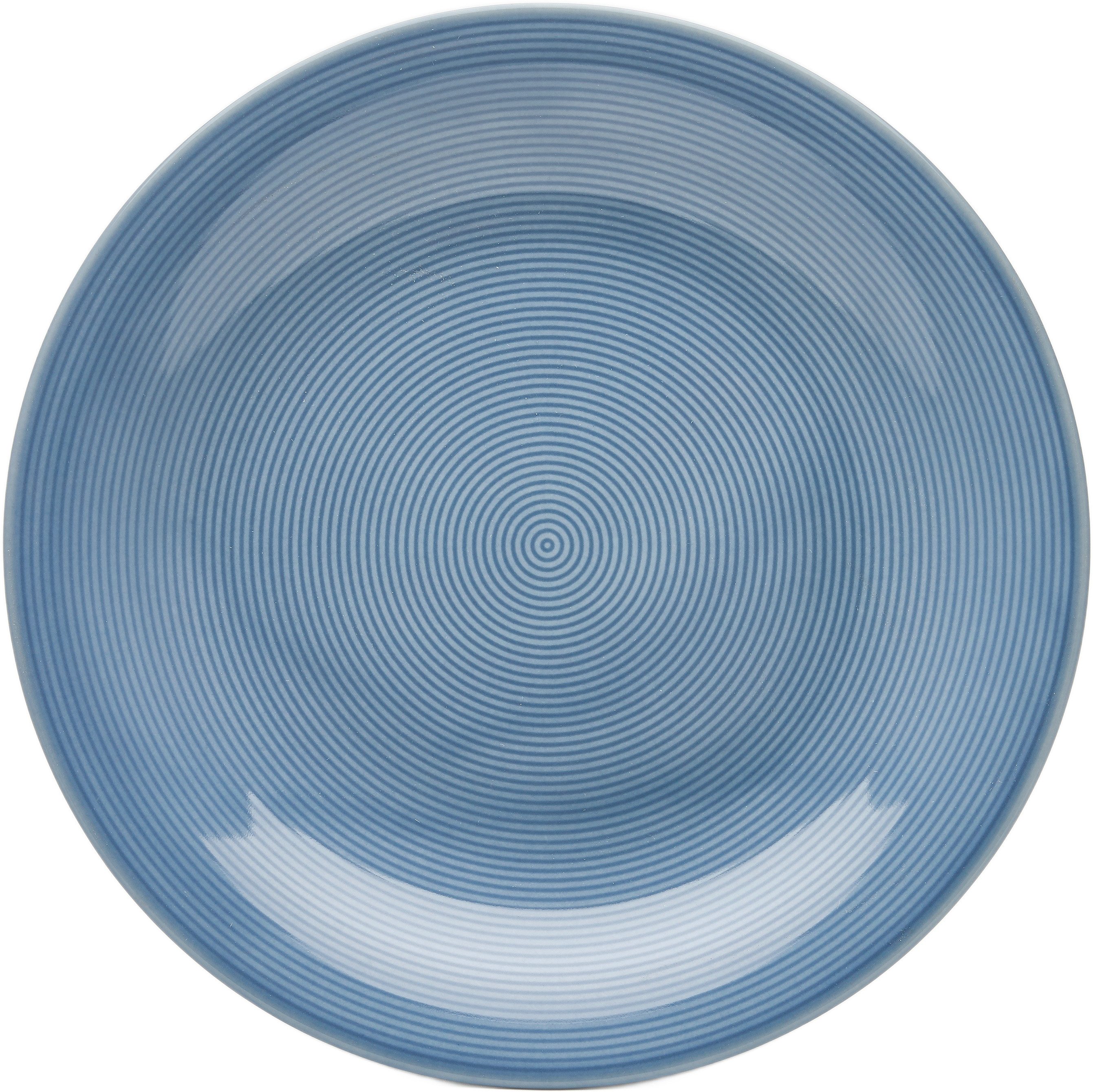 van Well Speiseteller Teller Set, Jive, flacher Teller 25 cm, 6 Stück, (6 St), dezentes Spiraldekor, spülmaschinen-und mikrowellengeeignet