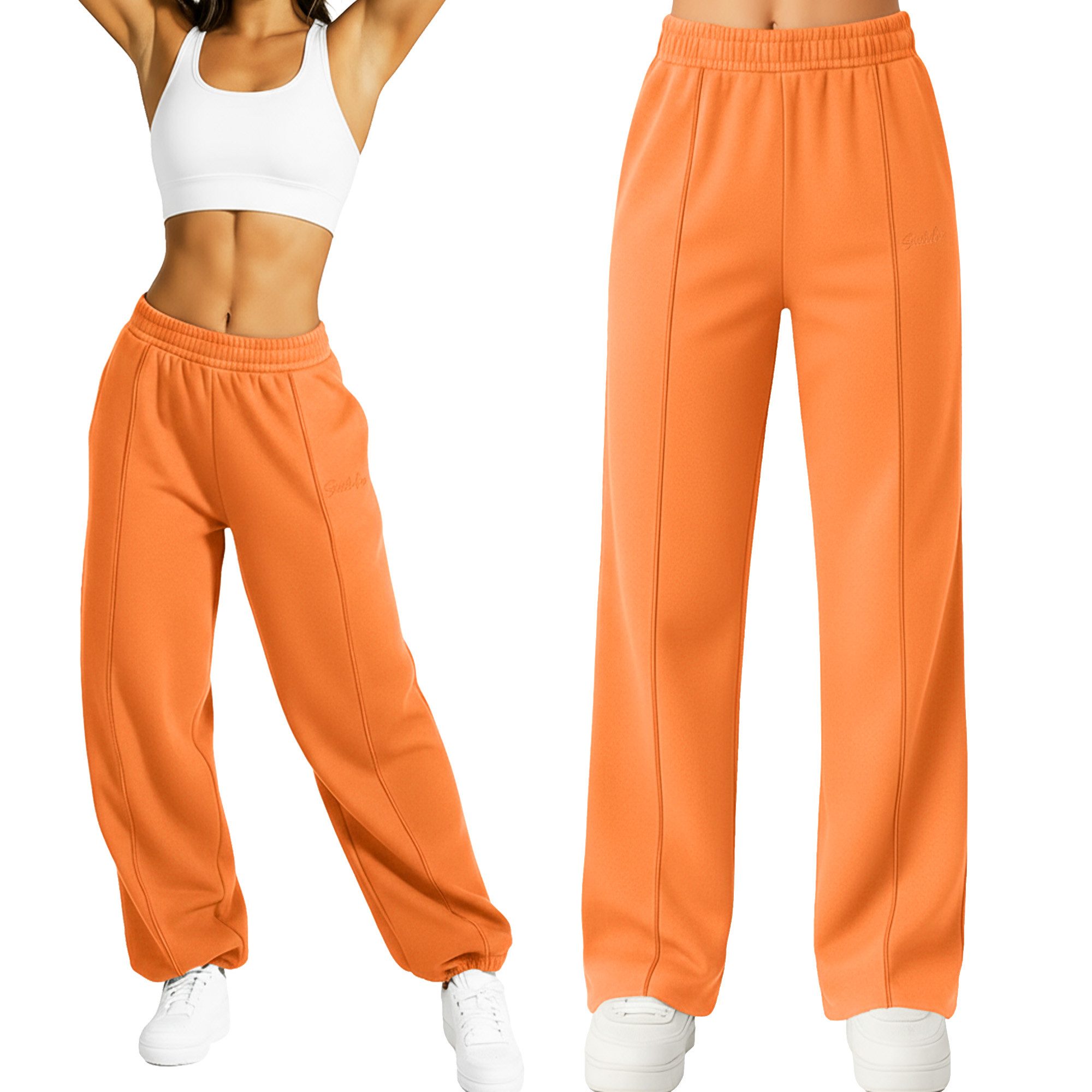 Smilodox Jogginghose Damen Siara, Bequeme Freizeithose mit Seitentaschen Trainingshose mit verstellbarem Beinabschluss