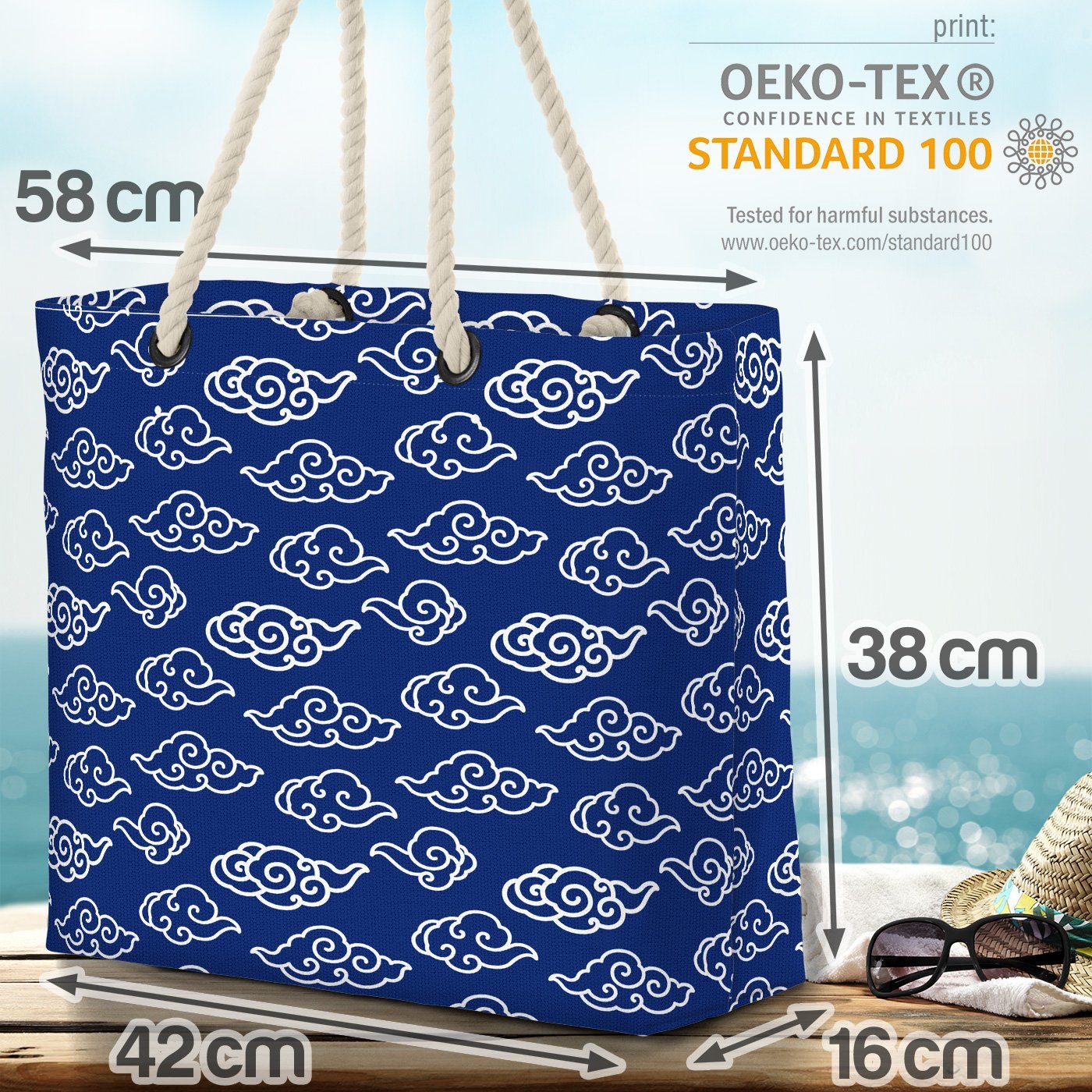 VOID Strandtasche (1-tlg), Wolke asien abstrakt Beach art chinesisch Orientalische Bag Ost Wolken deco