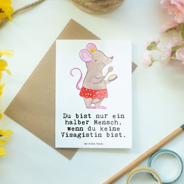 Mr. & Mrs. Panda Grußkarte Visagistin Herz - Weiß - Geschenk, Grußkarte, Maskenbildnerin, Hochze, Einzigartige Motive