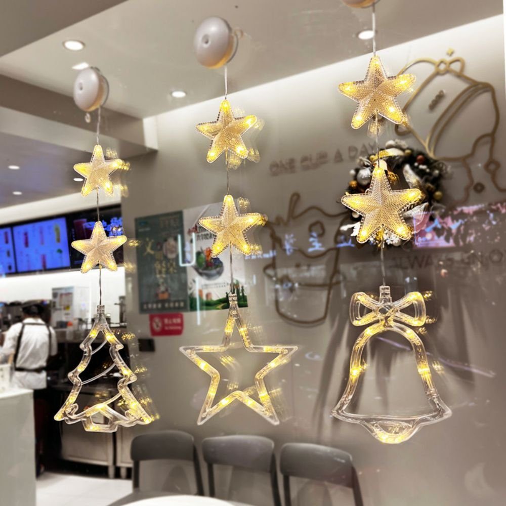 VIVIHEYDAY LED Fensterleuchter LED-Lichterkette Fenster Weihnachtslichterkette mit Saugnapf, Warmweiß, Hängelampe