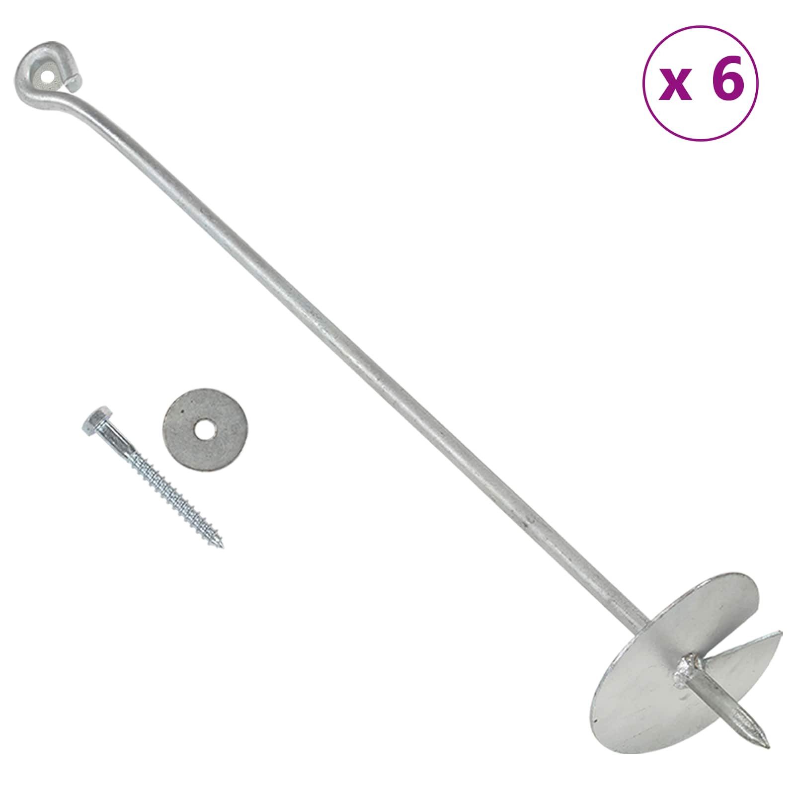 vidaXL H-Pfostenanker Erdanker 6 pcs Silber Ø10 x 60 cm Galvanisiertes Metall, (6-St)