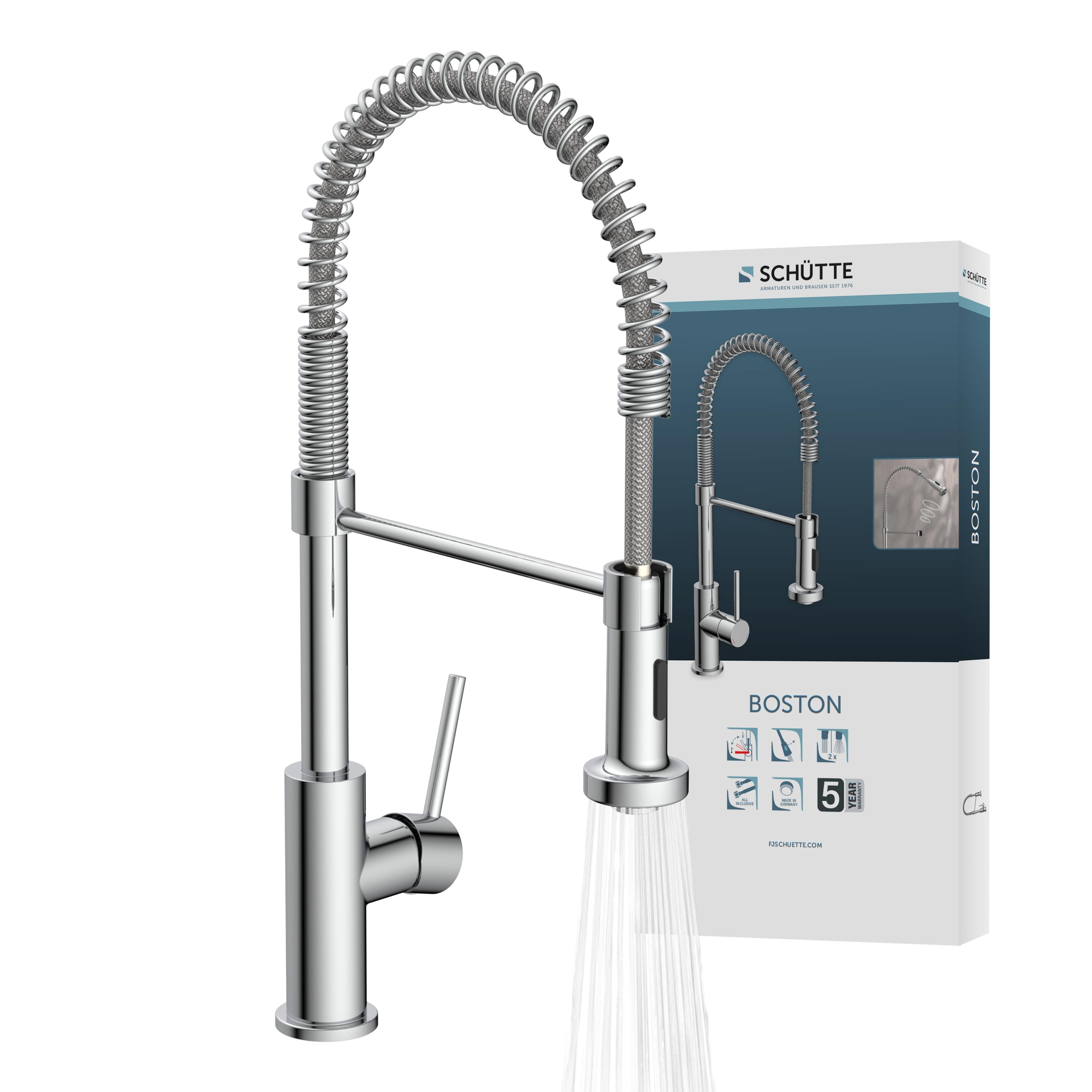 Schütte Spültischarmatur BOSTON Cold-Start-Funktion zum Energiesparen, schwenkbarer Auslauf 360°