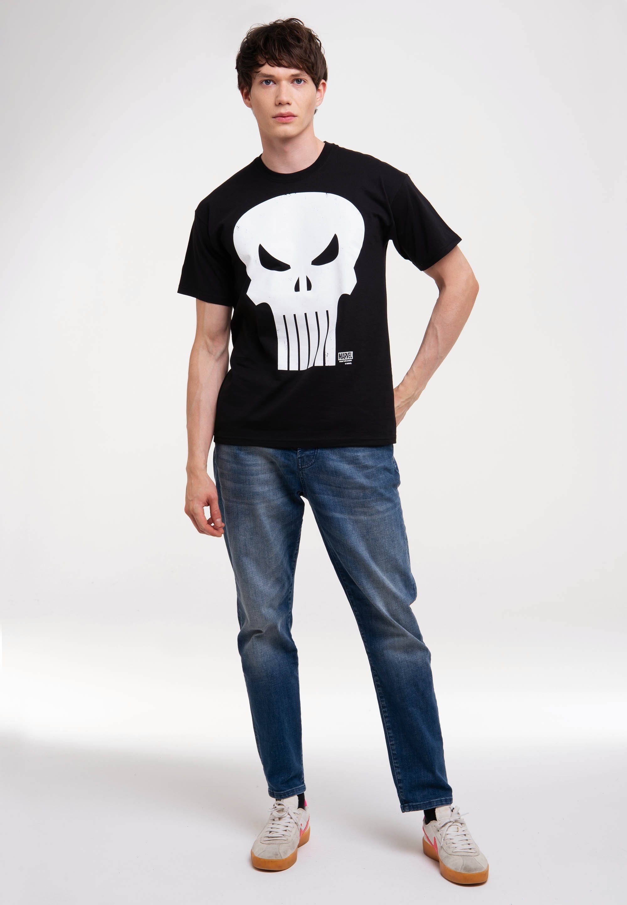LOGOSHIRT T-Shirt Marvel Comics - Punisher mit lizenziertem Print