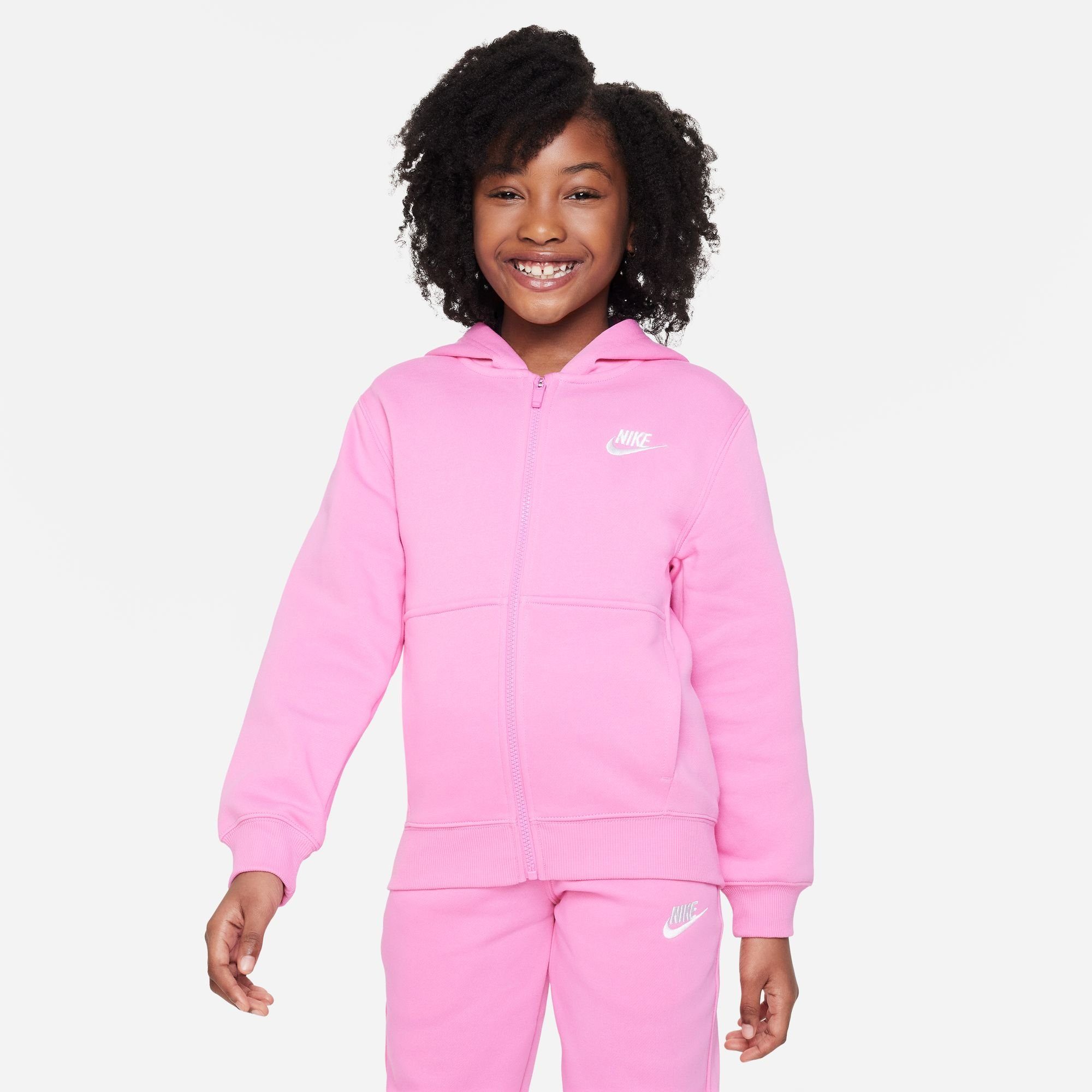 Sportswear CLUB PLAYFUL PINK/WHITE KIDS' BIG FULL-ZIP Trainingsanzug FLEECE TRACKSUIT Nike