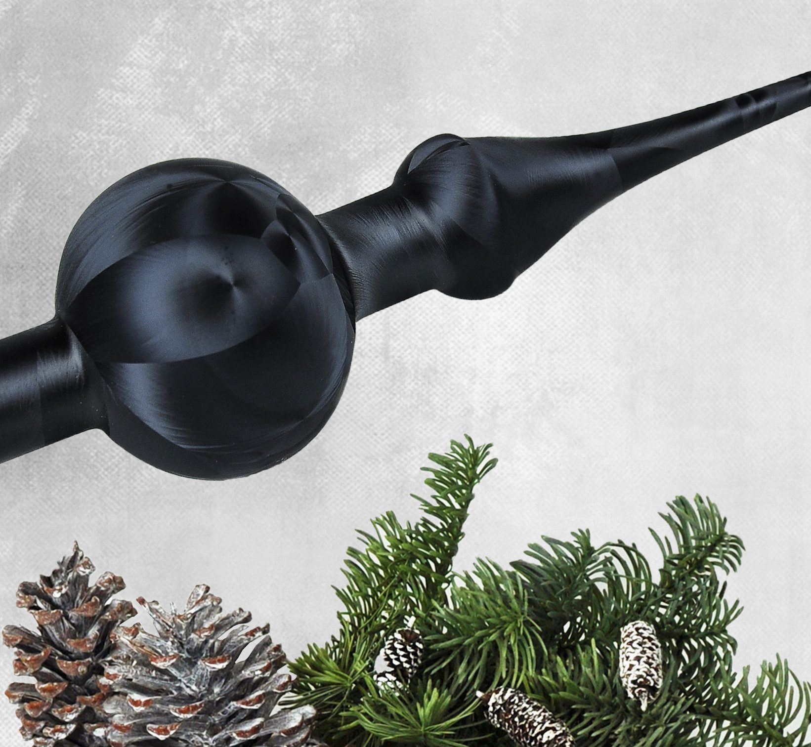 JACK Christbaumspitze JACK Christbaumspitze Spitze Glas 28cm Eislack Glanz Matt Mundgeblasen, Weihnachtsbaumspitze echt Glas, inklusive praktischer Aufbewahrungsbox