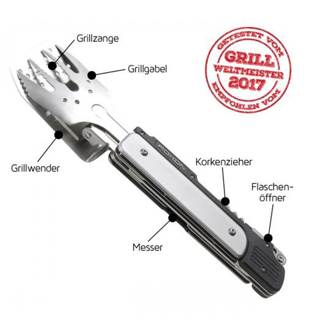 ROXON Grillzange Roxon Grillbesteck (BBQ Tool) 6 in 1