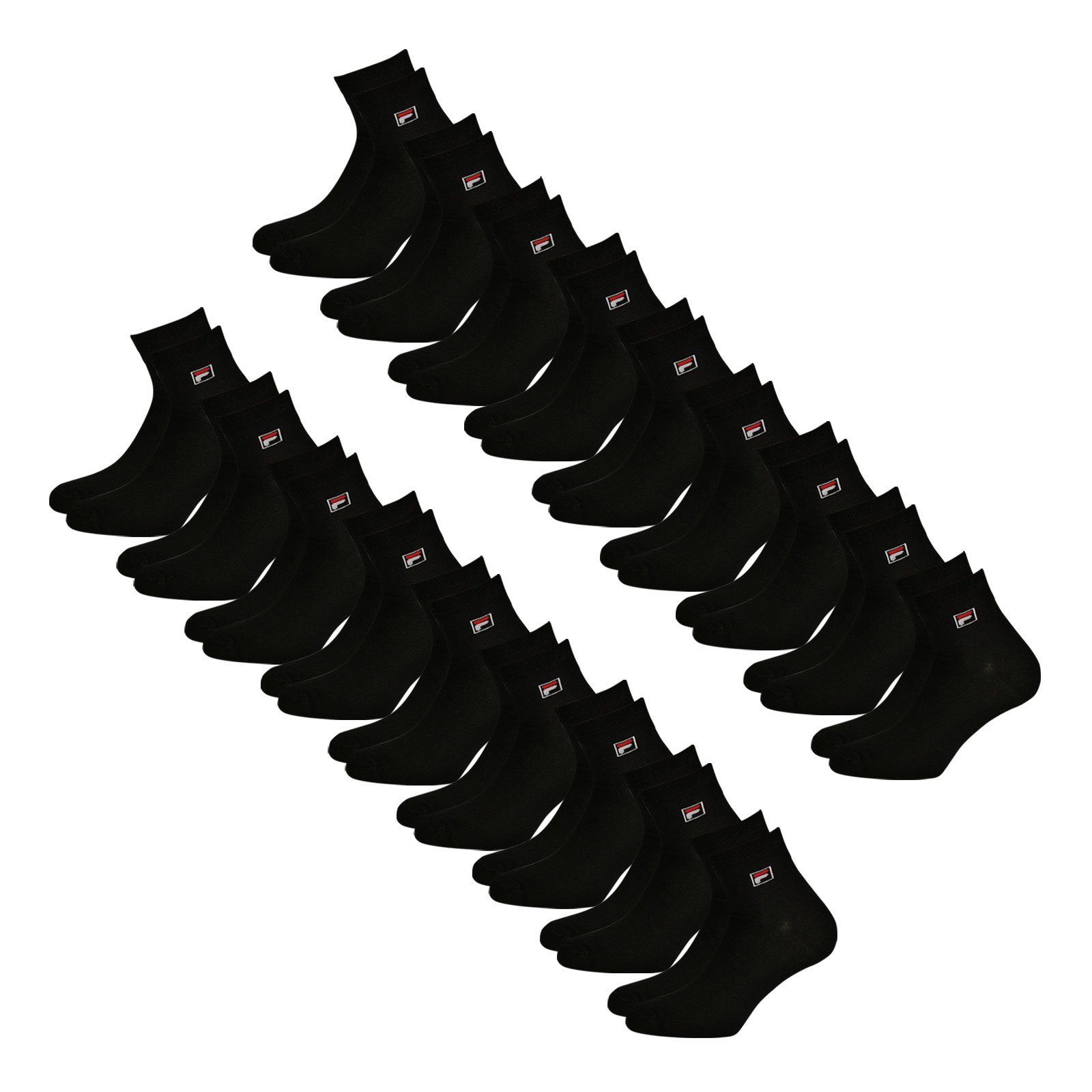 mit Socken Fila Quarter black Sportsocken (18-Paar) Piquebund elastischem 200