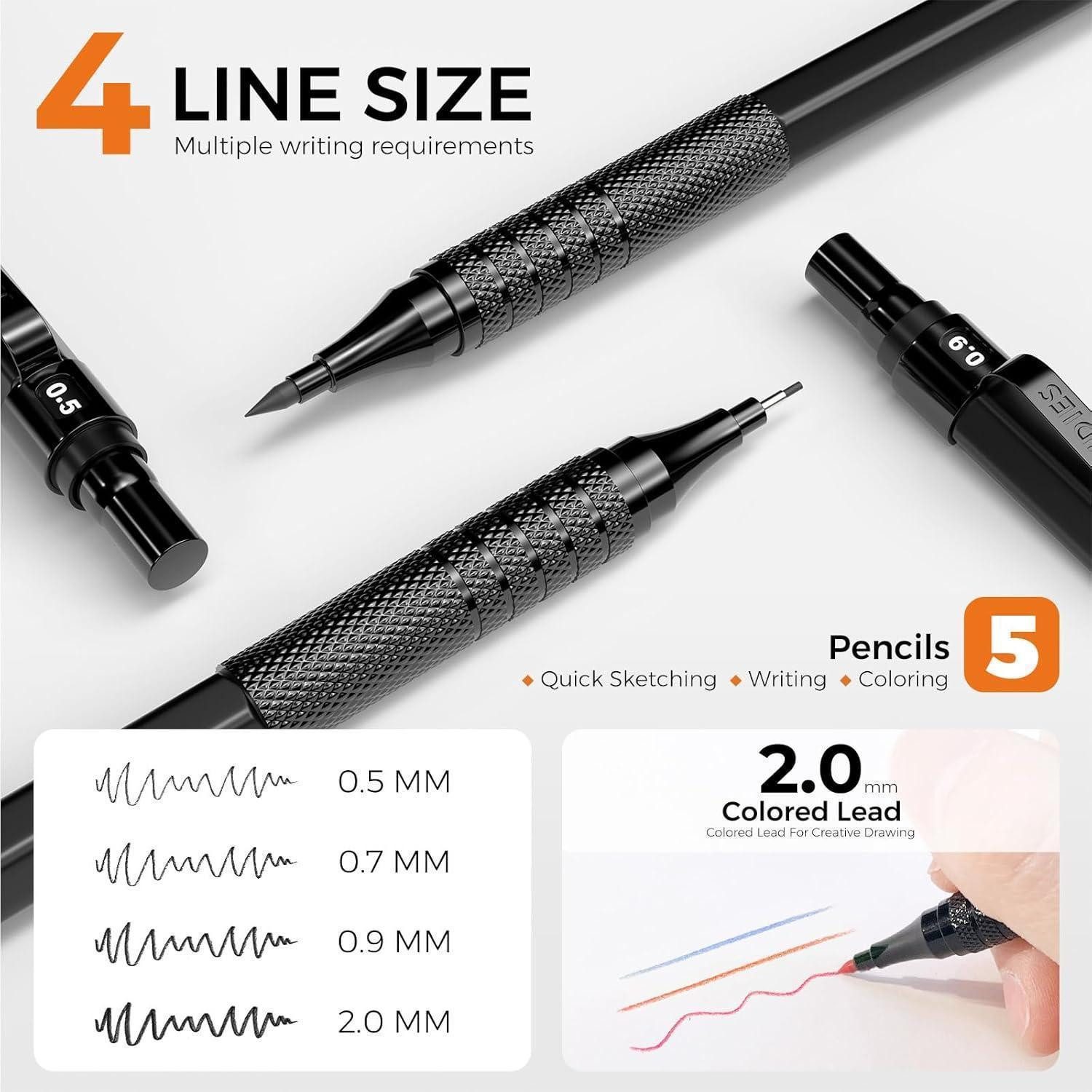 Four Candies Druckbleistift Metall-Druckbleistift-Set mit 420 Minen, 5 Stück, 4 Modelle, für