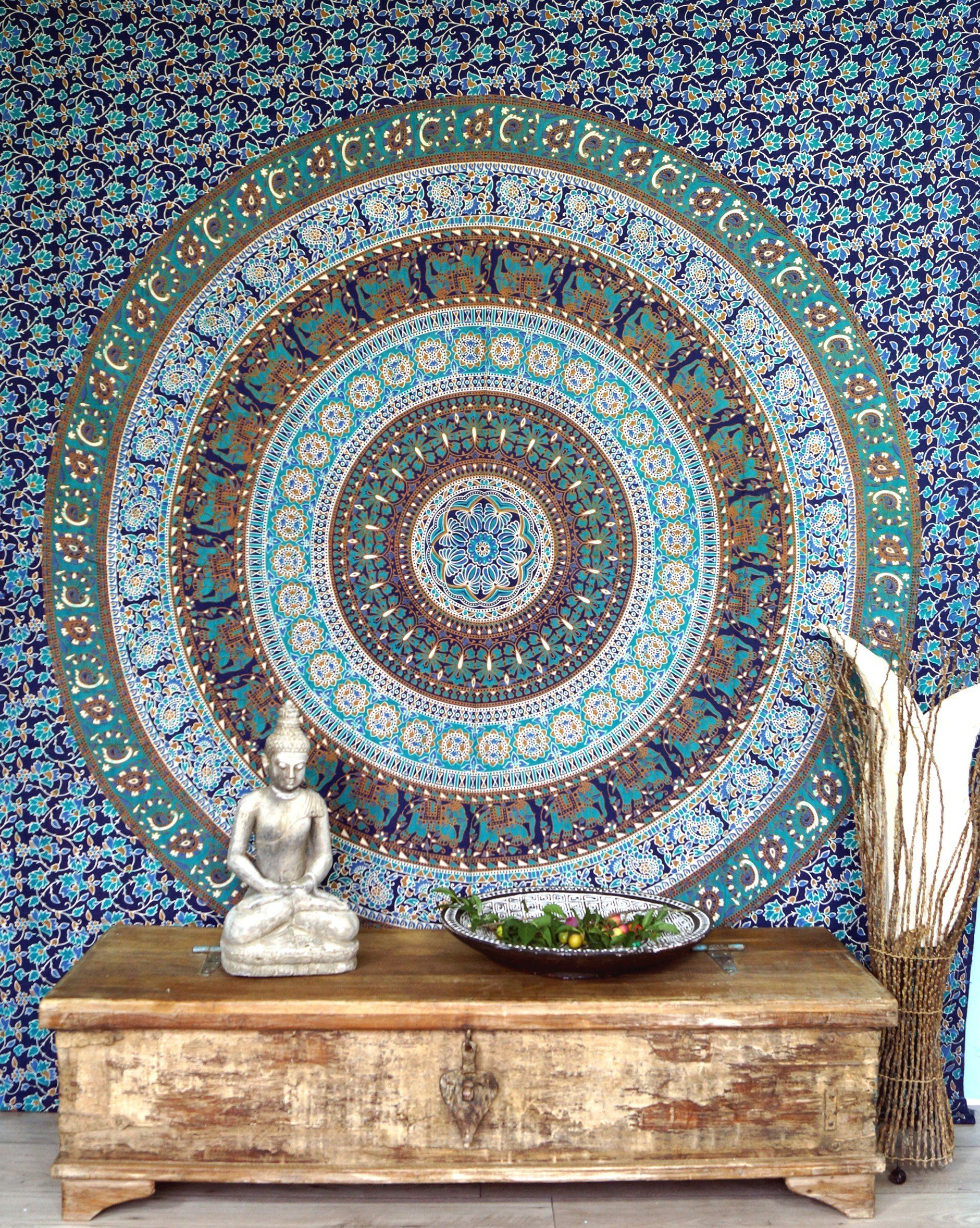 Guru-Shop Tagesdecke Boho-Style Wandbehang, indische Tagesdecke..