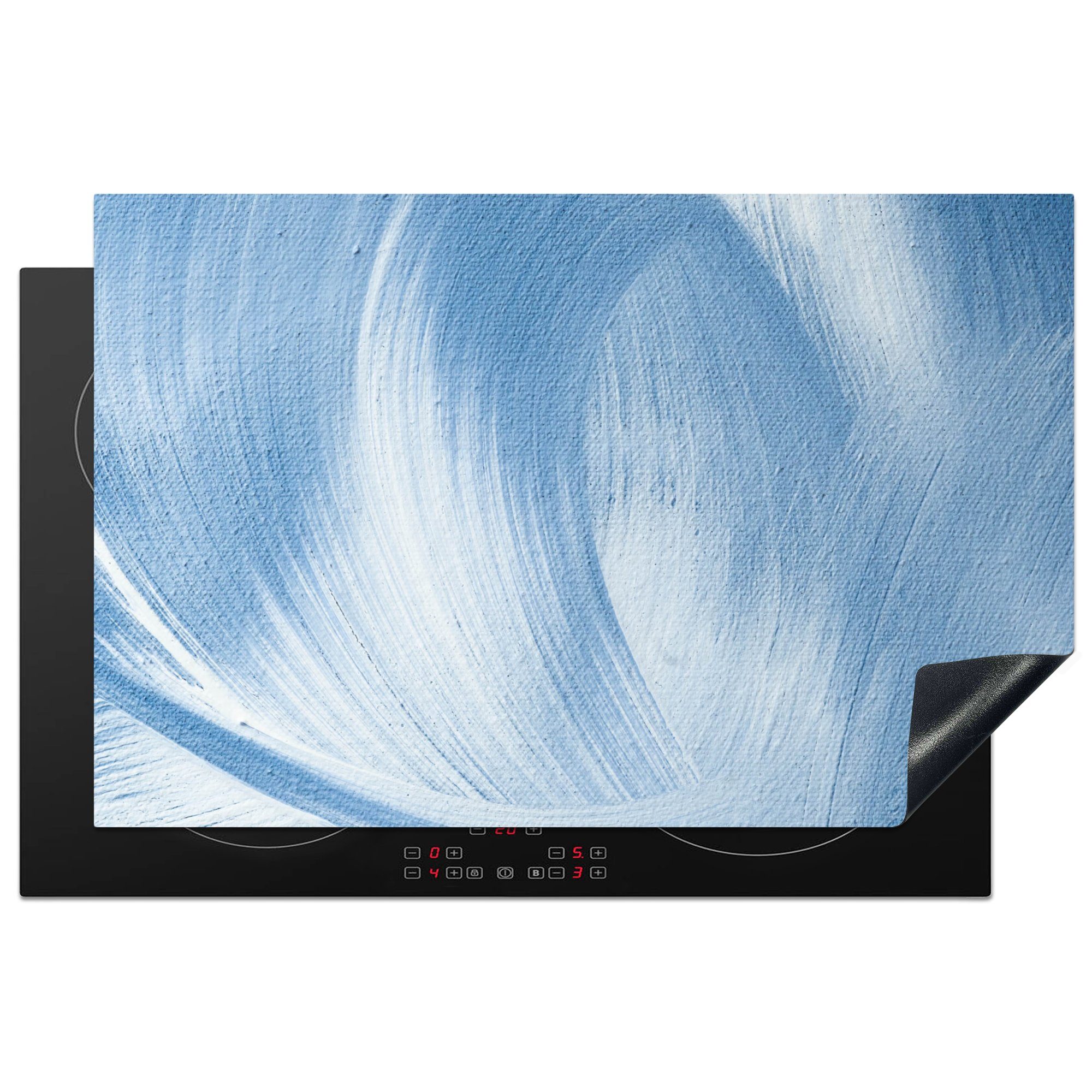 Vinyl, küche, Gestaltung, Herdblende-/Abdeckplatte (1 die tlg), Ceranfeldabdeckung Acrylfarbe cm, Schutz - Blau Induktionskochfeld MuchoWow 81x52 - für
