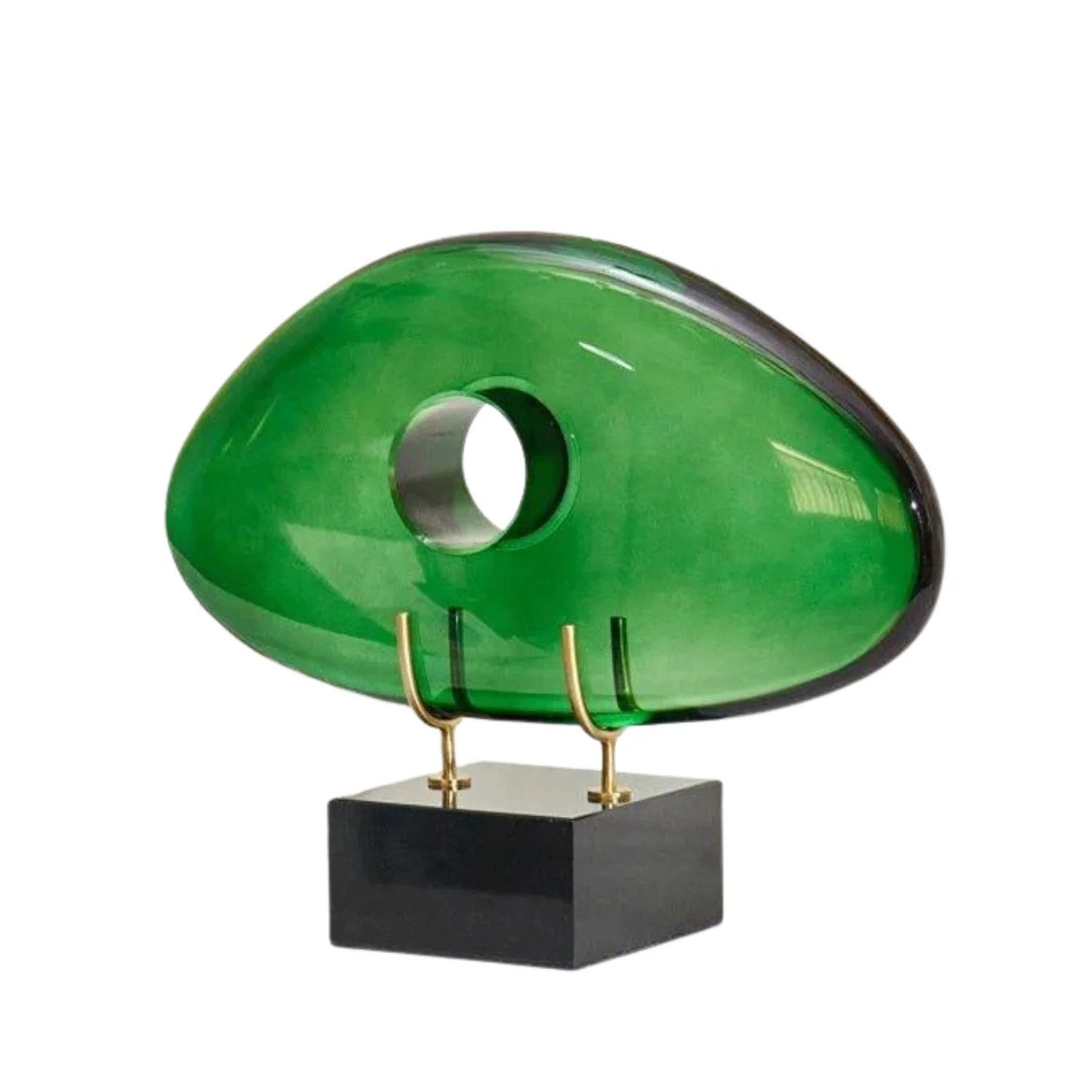 Quality Elegance Deko-Glas Luxuriöse grüne Desktop-Skulptur – Kristall & Marmor