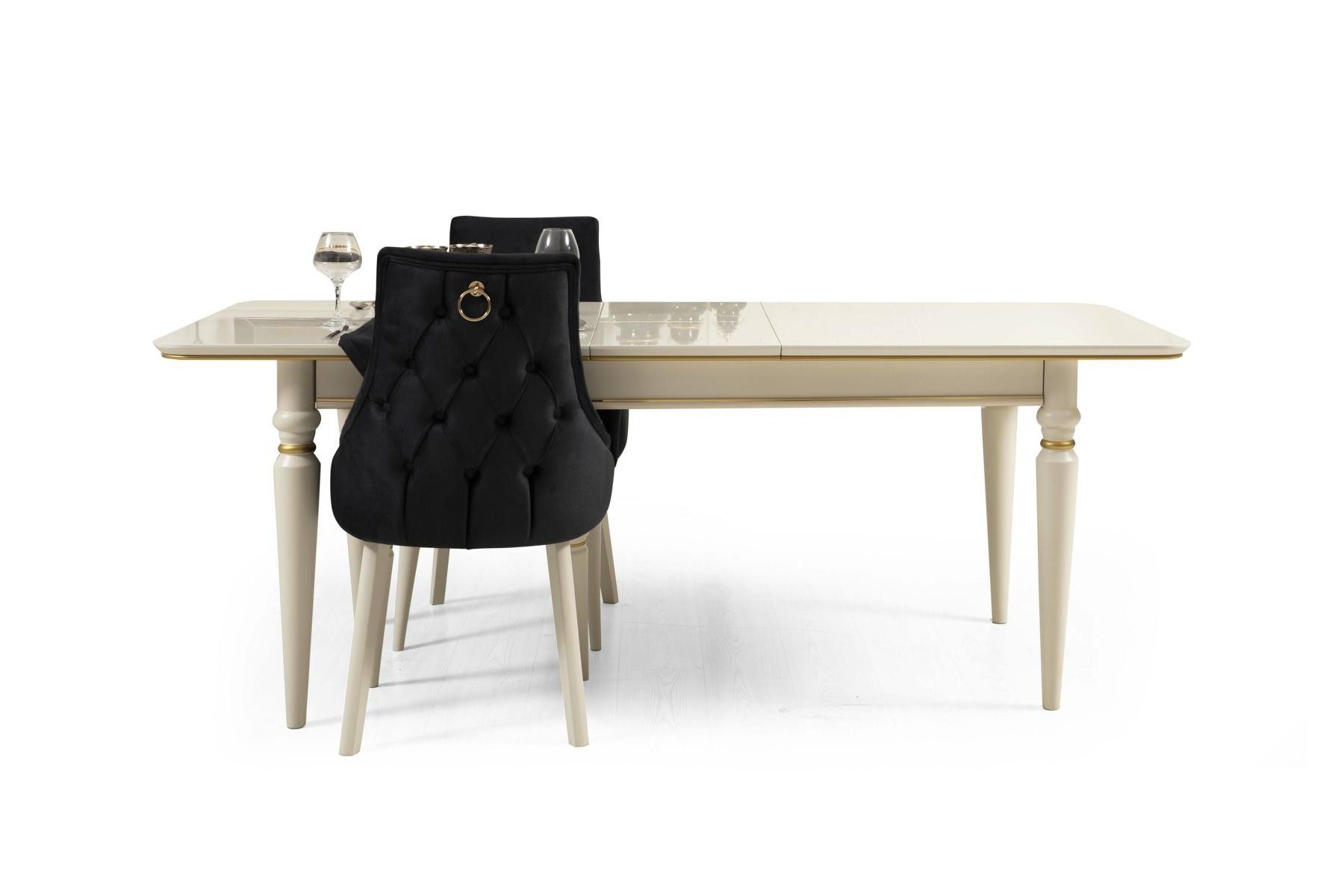 Xlmoebel Essgruppe Esstisch Set von XLMOEBEL in Weiß mit ausziehbarem Tisch und Stühlen, (Essgruppe, 5-tlg., 5-teilig), Made in Europa