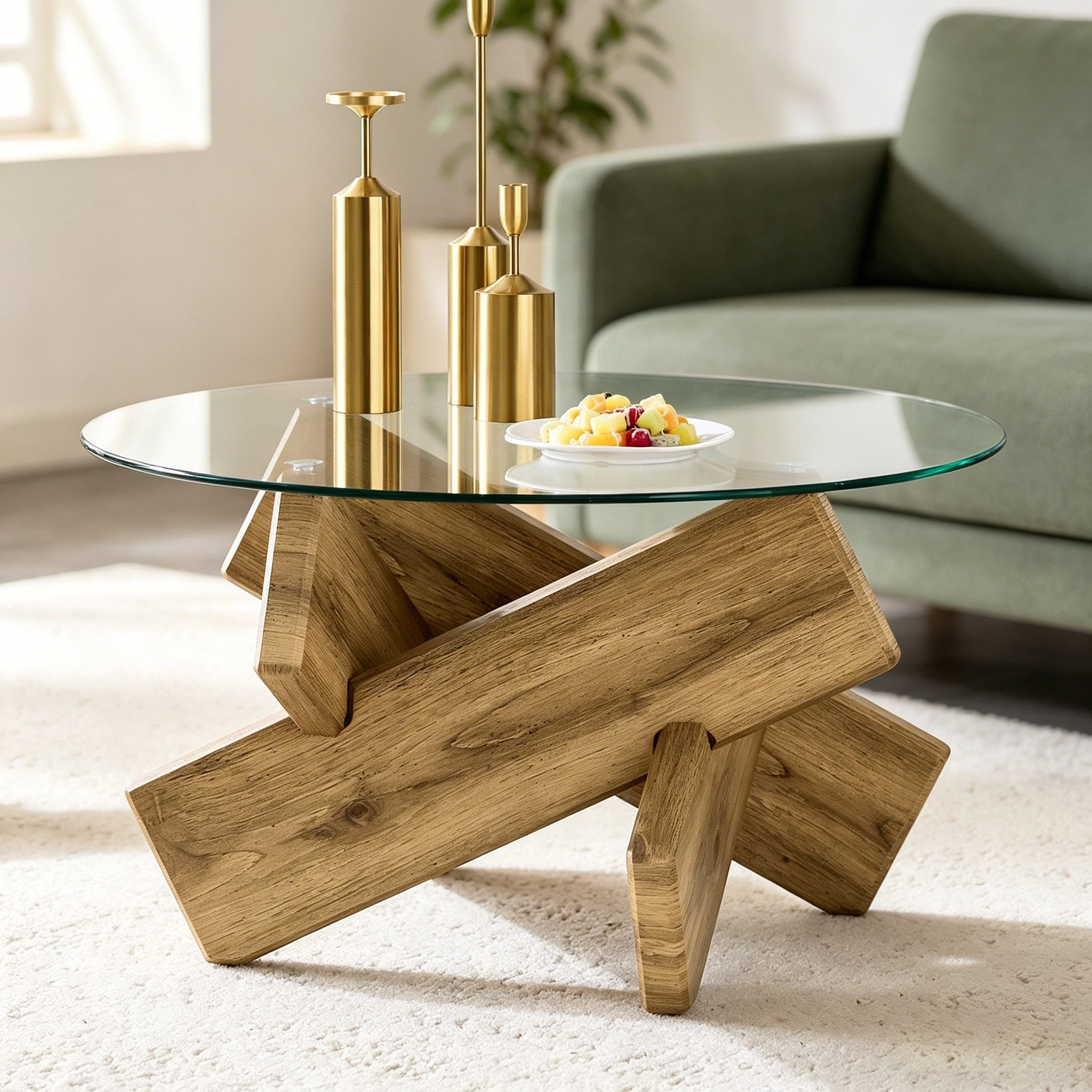 WILLIAMSPACE Couchtisch Ponza Runder Couchtisch Glas & MDF Gestell modern