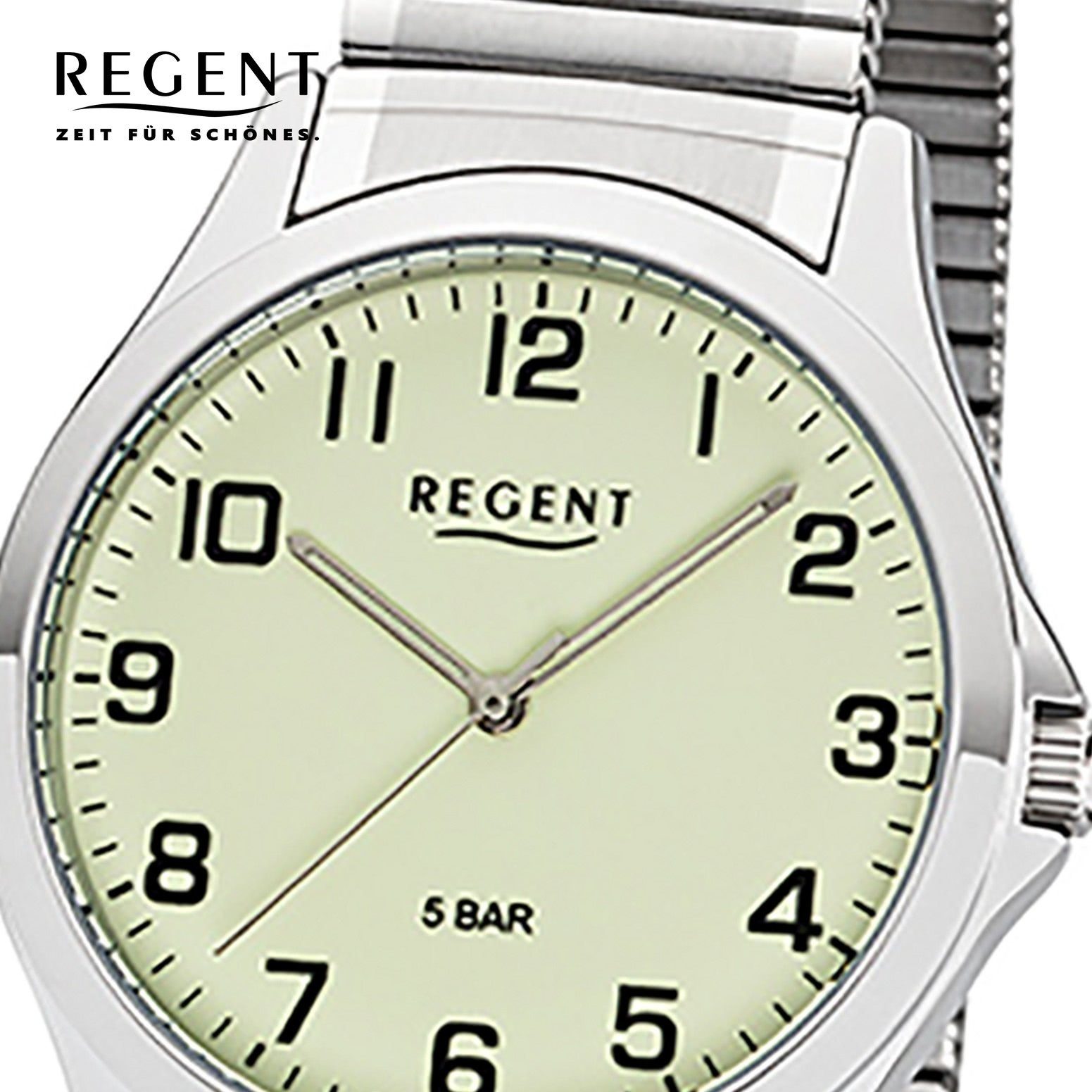 Herren Quarzuhr rund, Regent mittel Metall Metallarmband 39mm), 1242425 Regent (ca. Armbanduhr Quarz, Herren Uhr