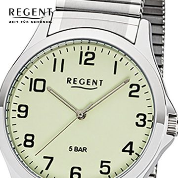 Regent Quarzuhr Regent Herren Uhr 1242425 Metall Quarz, Herren Armbanduhr rund, mittel (ca. 39mm), Metallarmband
