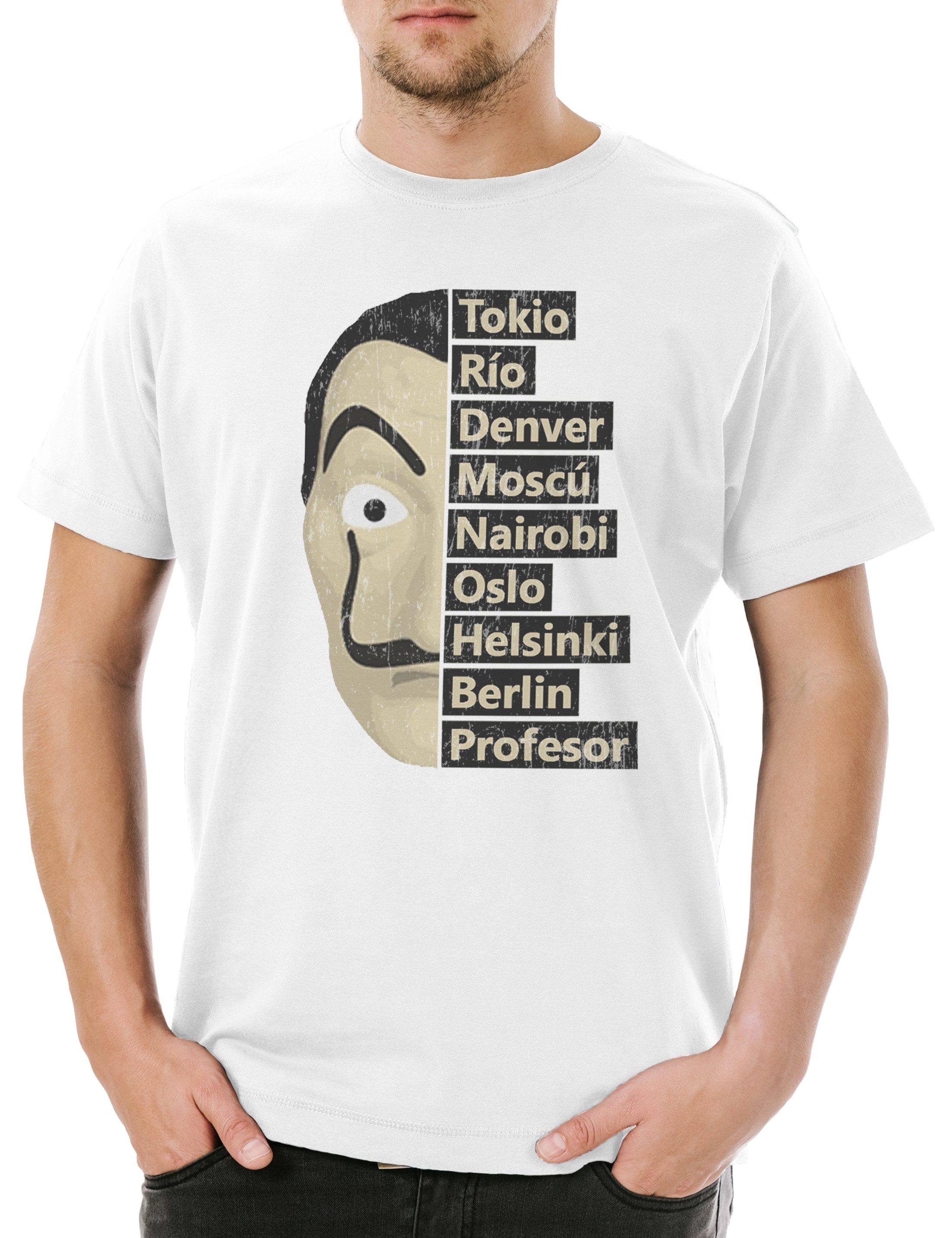 Print-Shirt The Names Herren T-Shirt Bank Money Cash Überfall Professor Casa Heist