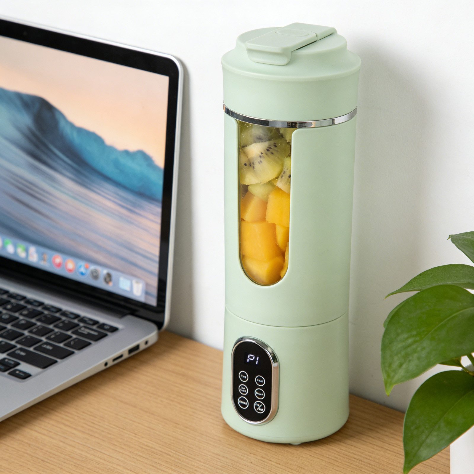 MODFU Akku-Smoothie-Maker Tragbarer 530 ml Mixer und Entsafter mit 4 Mixmodi, 50 W, mit LED-Display für Mixen Babynahrung Eis und Selbstreinigung