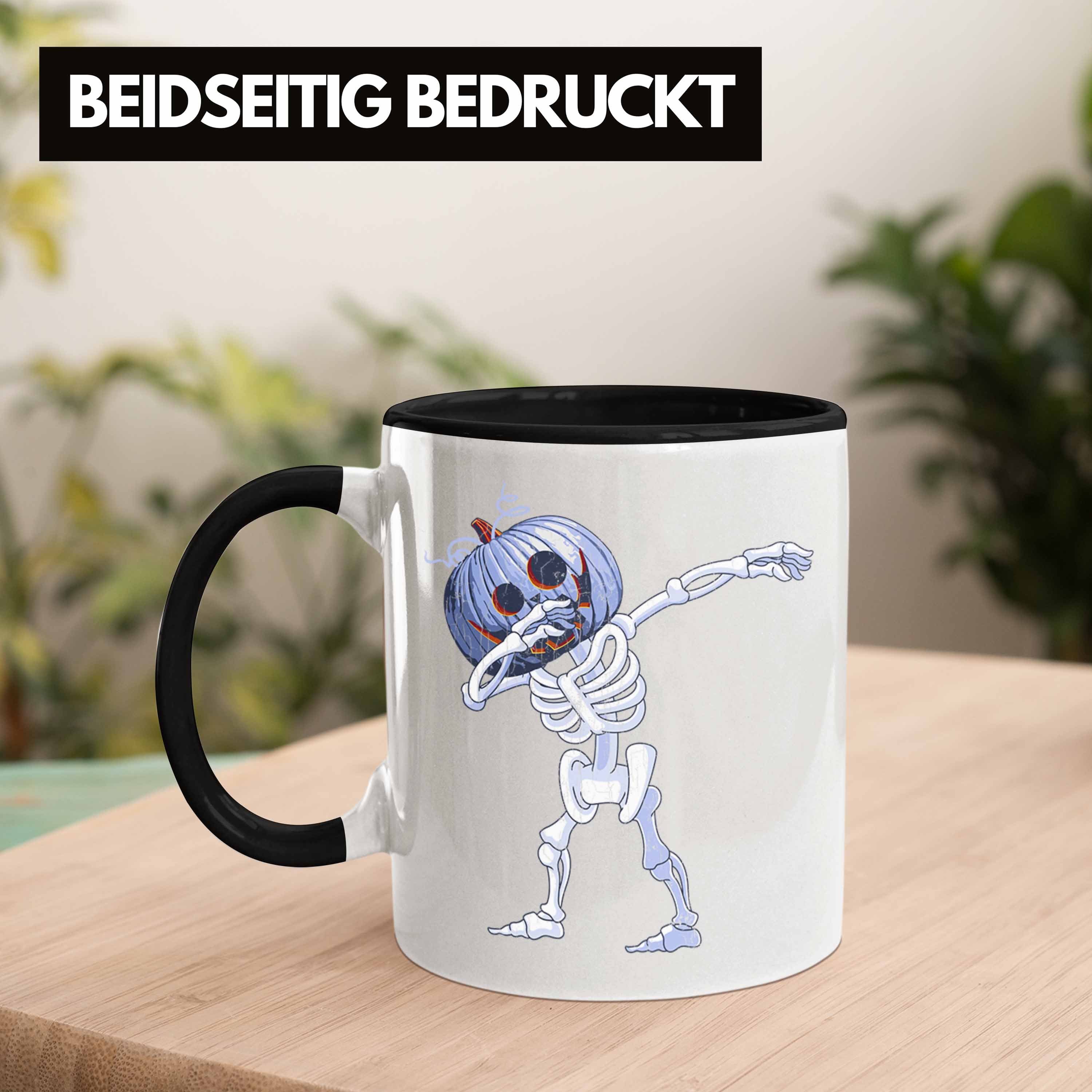 Trendation Tasse Halloween Tasse Dekoration Schwarz Dabbing Kürbis Becher Skelet