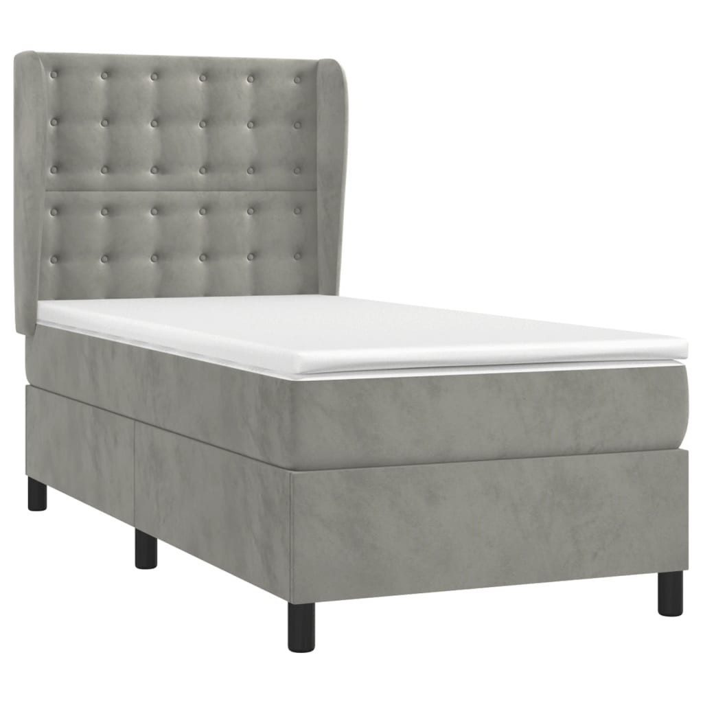 vidaXL Boxspringbett mit Matratze Hellgrau 90x190 cm Samt1393976 günstig online kaufen
