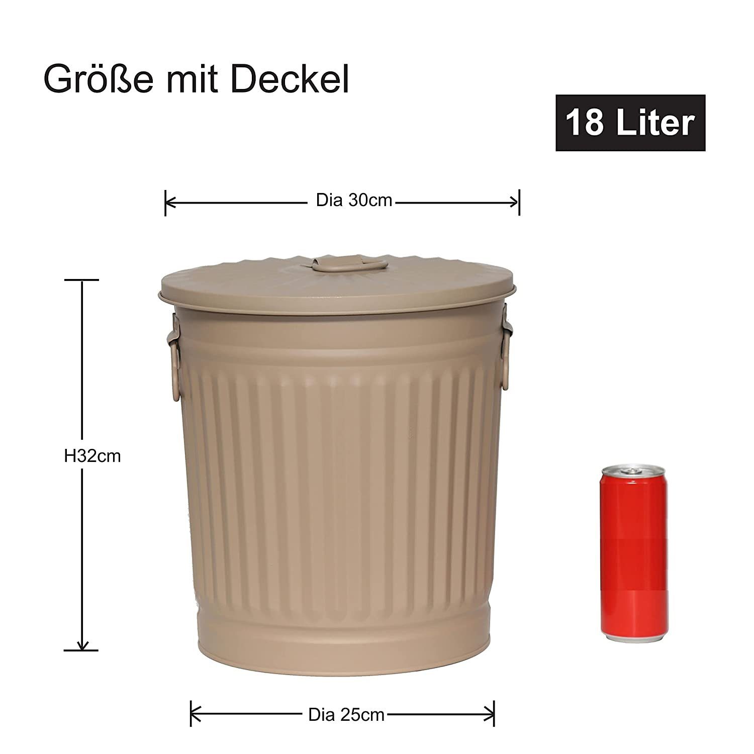Jinfa Mülleimer Jinfa Mülleimer Vintage mit Deckel Abfalltonne + Müllbeutel