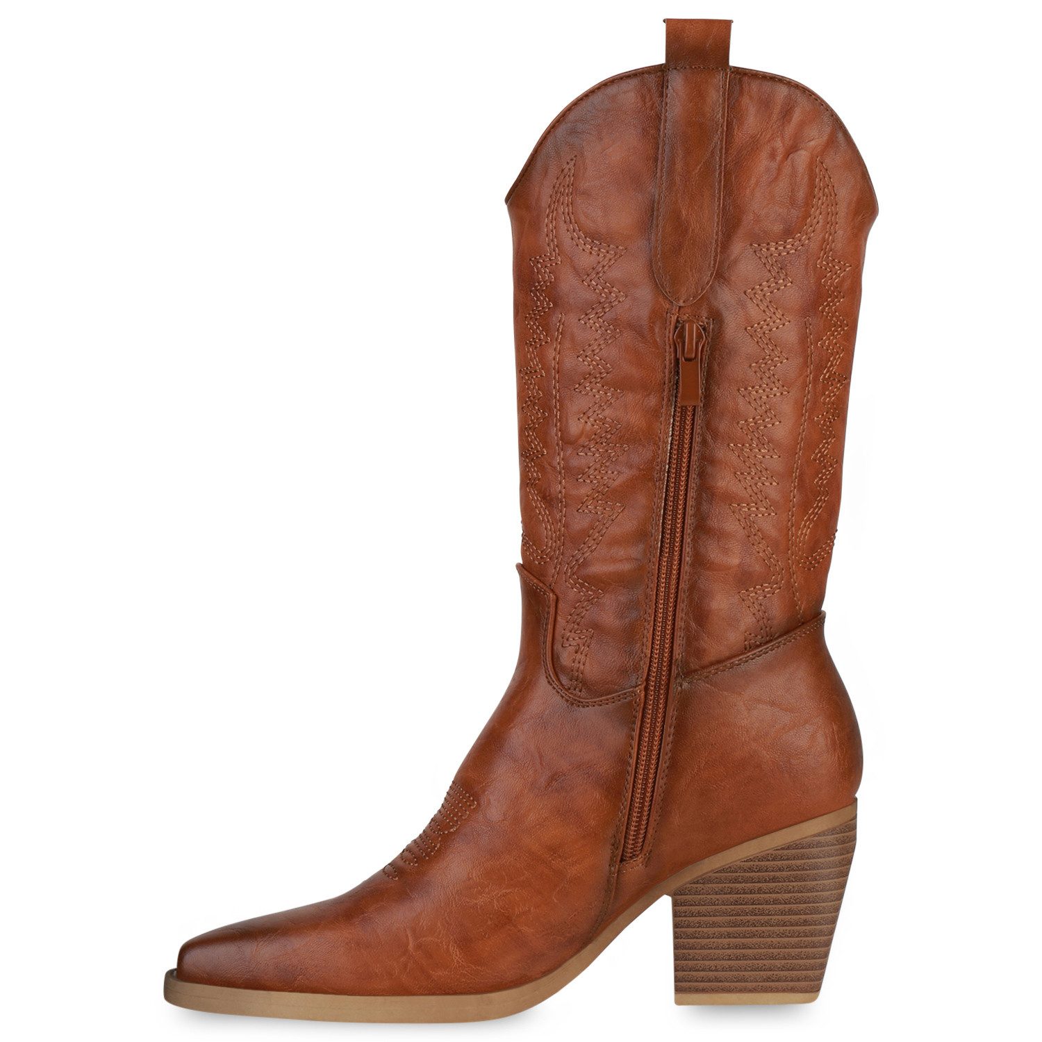 VAN HILL 838384 Cowboystiefel Damen Stiefel Cowboystiefel Holzoptikabsatz S günstig online kaufen