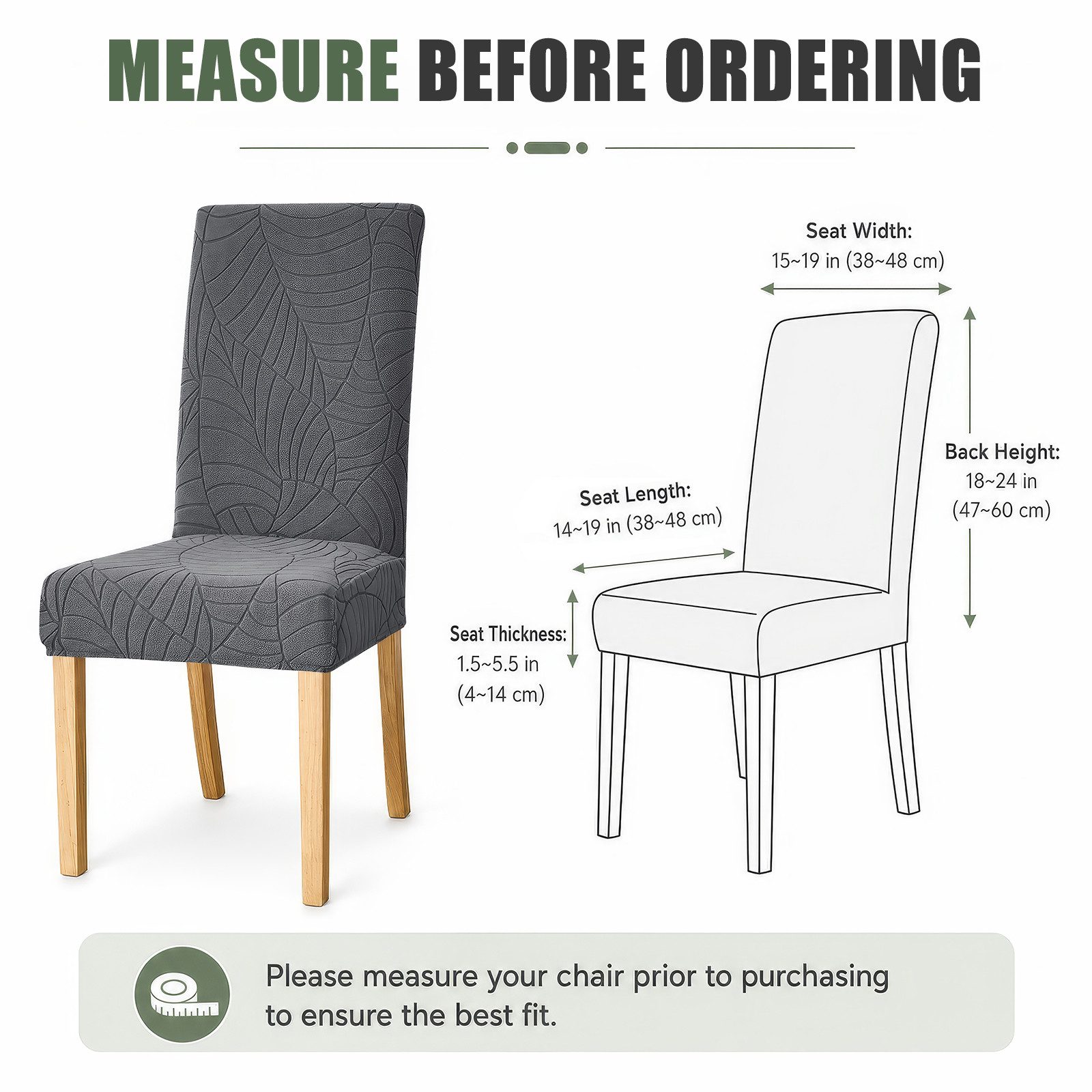 BlingBin Stuhlhusse Stretch Stuhlhussen für Esszimmer, Abnehmbar und Waschbar Stuhlbezüge, Parsons-Stuhlbezüge, Stuhlschutz für Küche, Hotel, Restaurant, Grau