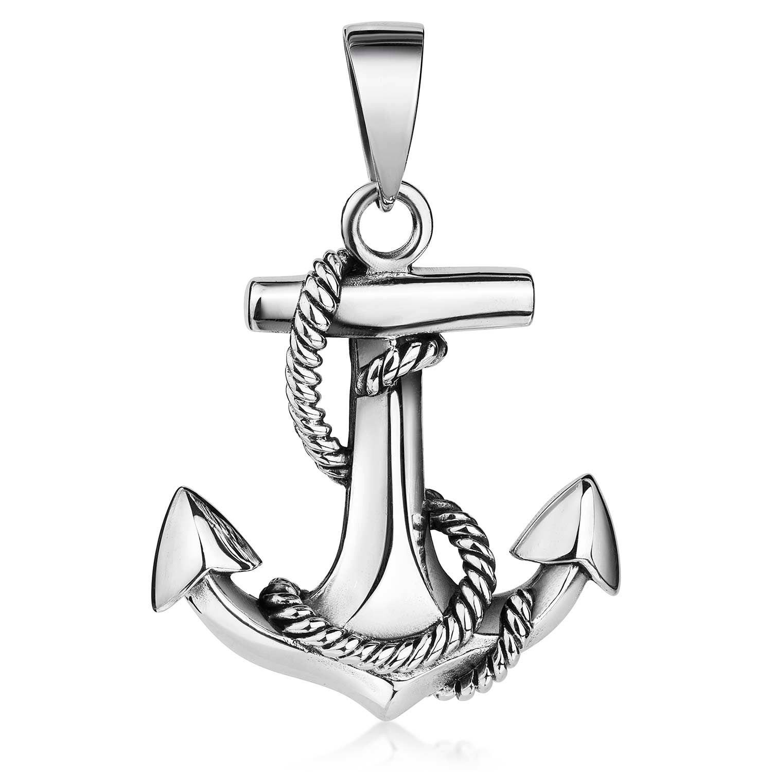 Materia Kettenanhänger Herren Anker mit Schiffstau maritim antik KA-8, 925 Sterling Silber, antik oxidiert