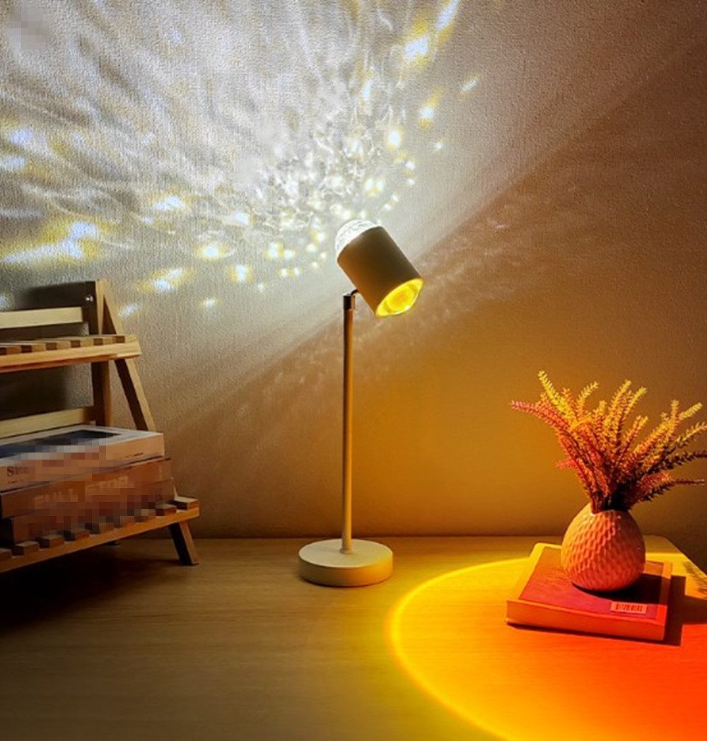 autolock Projektionslampe Sonnenuntergangs-Projektionslampe - Sternennacht Lichter Wasser, Ripple-Rotation - Nachtlichtprojektor mit USB-Kabel - Bodenständer