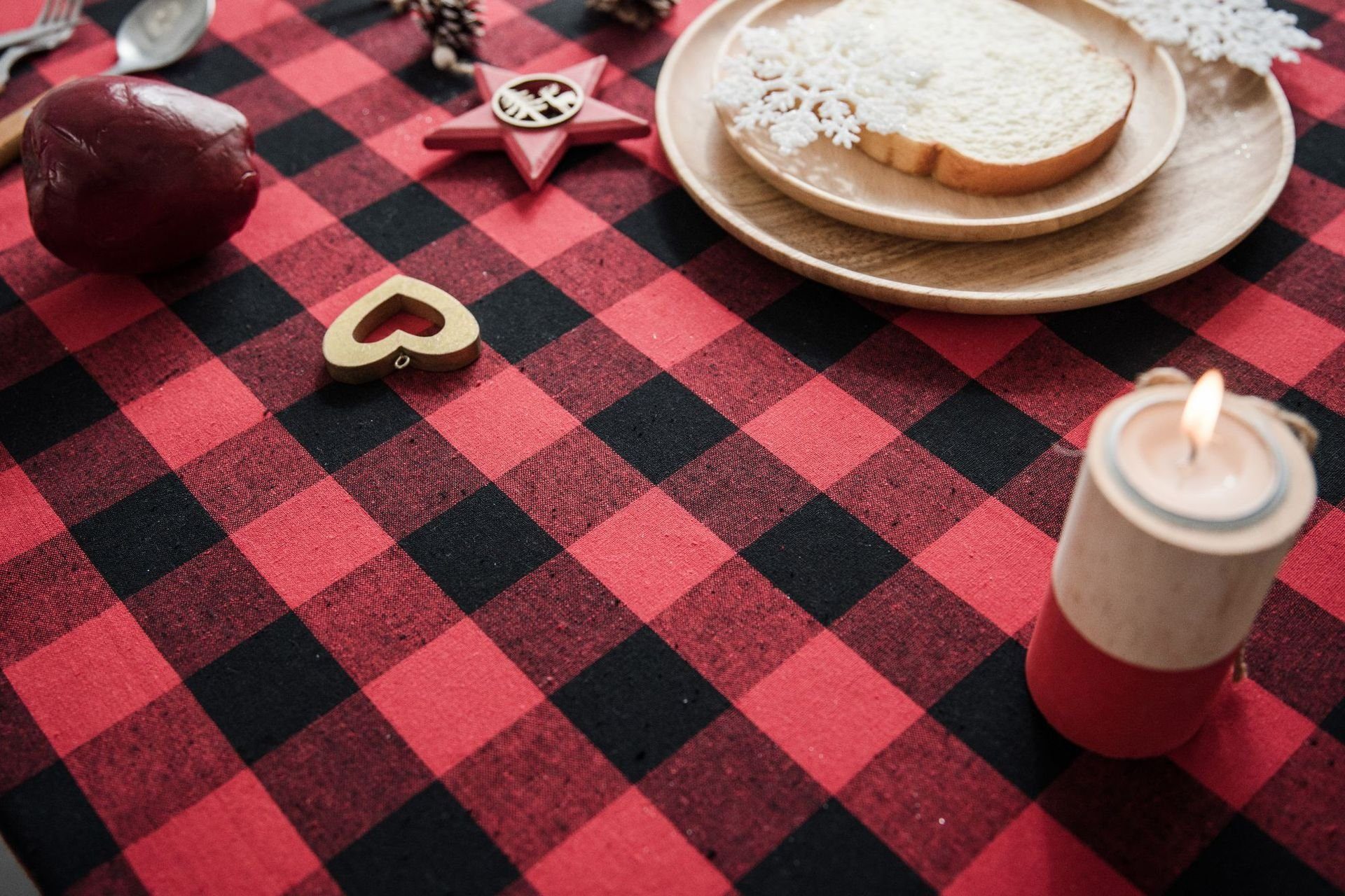 für (1-tlg), Schottland Klavierabdeckung Rosnek Karos, Baumwolle, Party Weihnachten Deko Tischdecke Möbel Vintage,