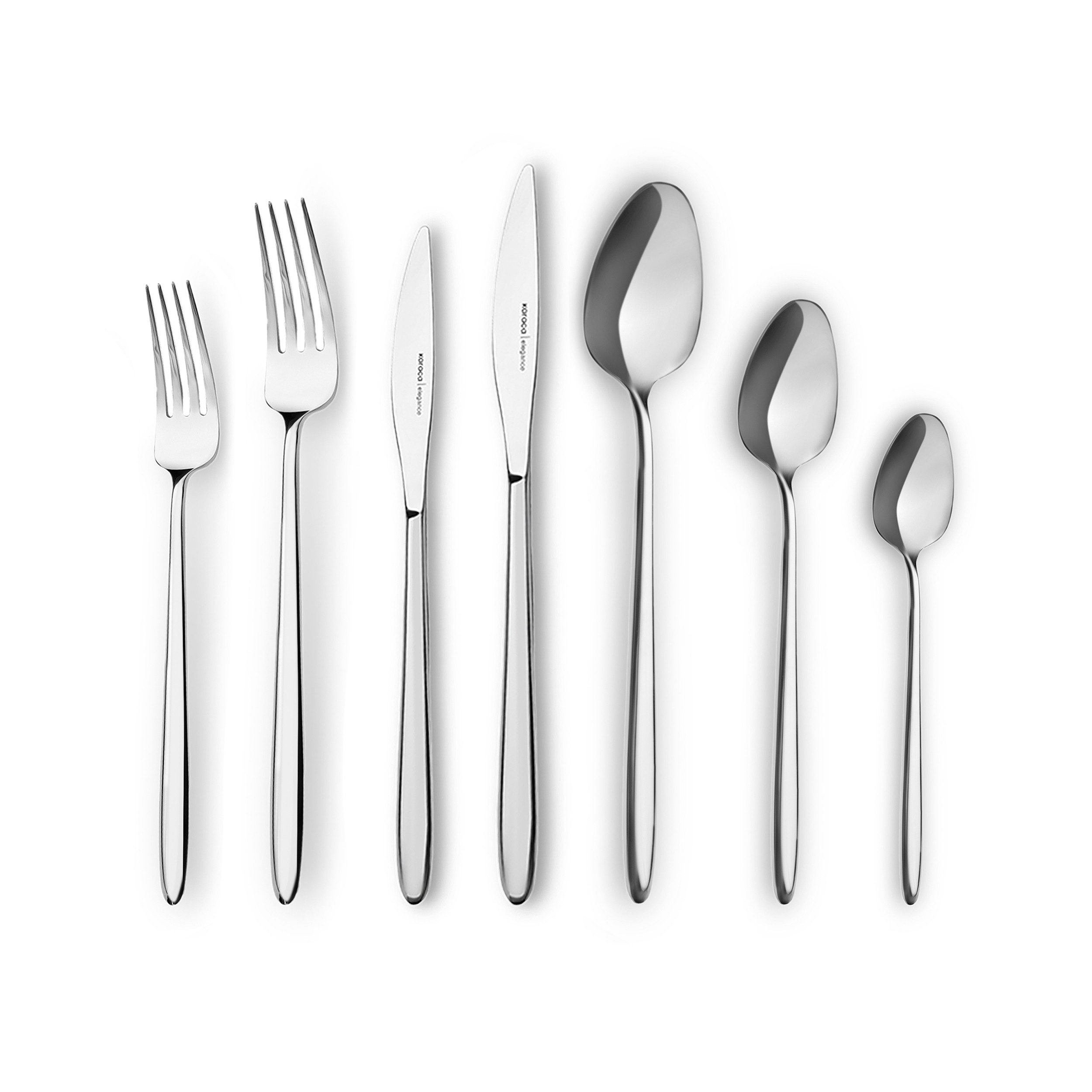 Karaca Besteck-Set New Flow Elegance Gold Besteckset für 12 Personen 84-teilig Edelsta (84-tlg), 12 Personen, Edelstahl, bruchfest rostfrei