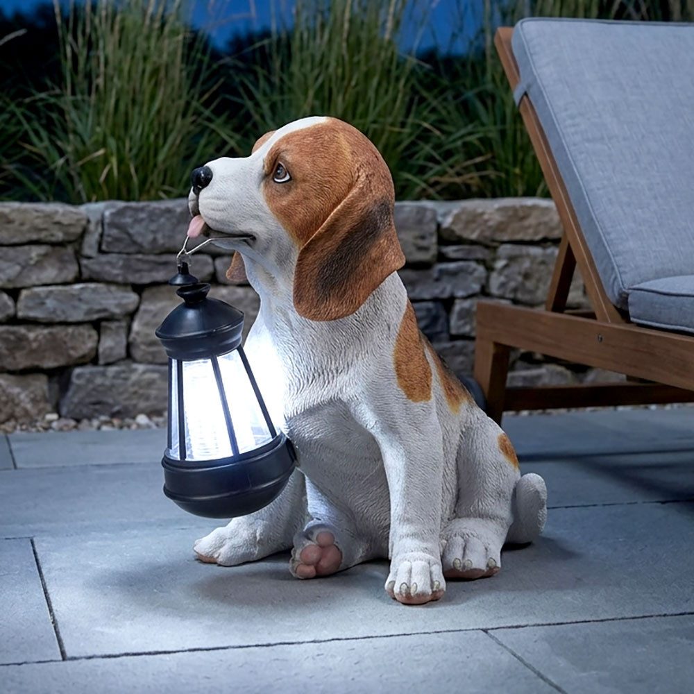 GLOBO LIGHTING LED Dekofigur, LED-Leuchtmittel fest verbaut, Warmweiß, Solarleuchte Hund Garten Solar Dekoleuchte Solarlampe für