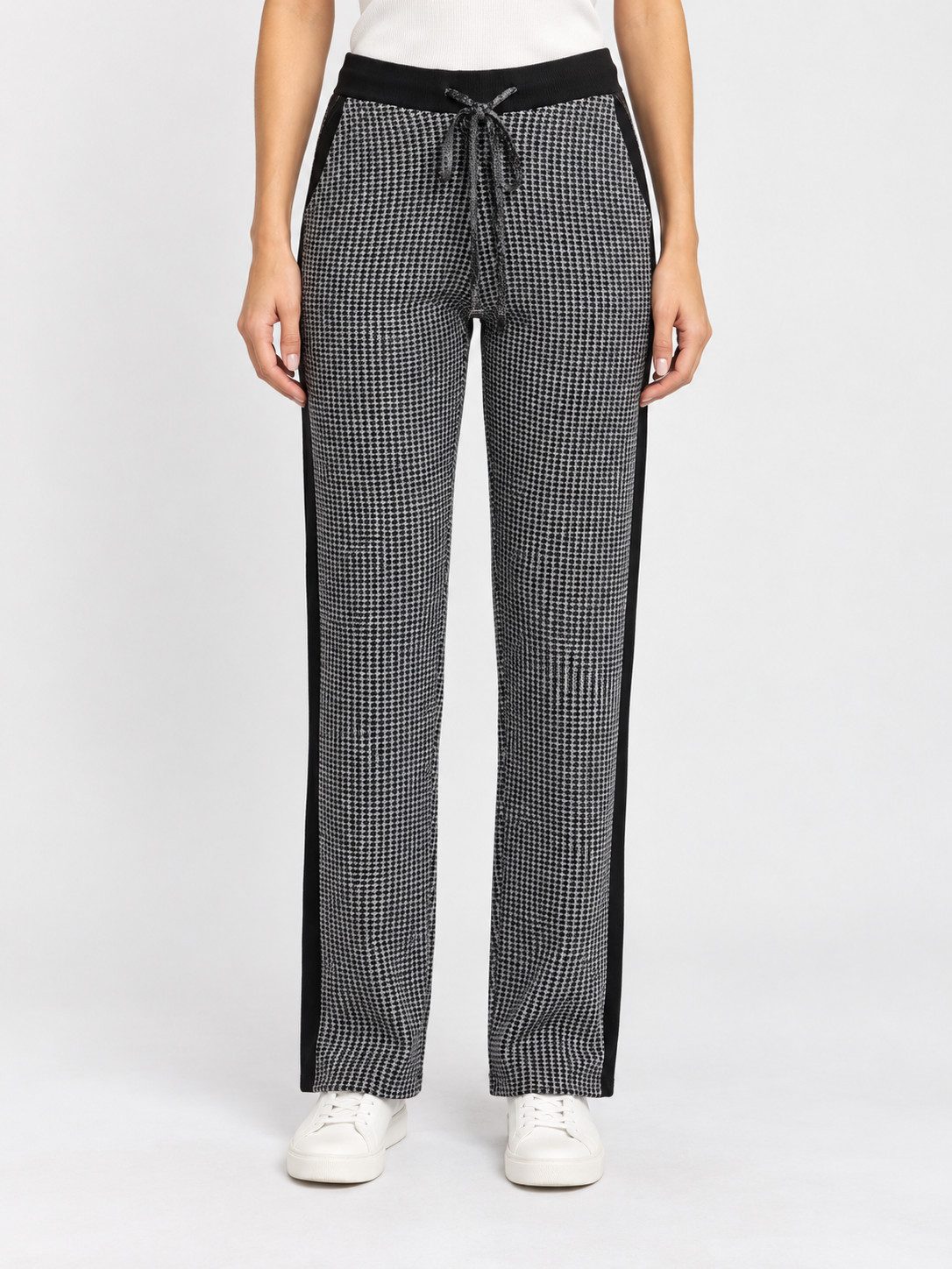 Passioni Strickhose mit Hahnentrittmuster mit seitlichem Streifendetail