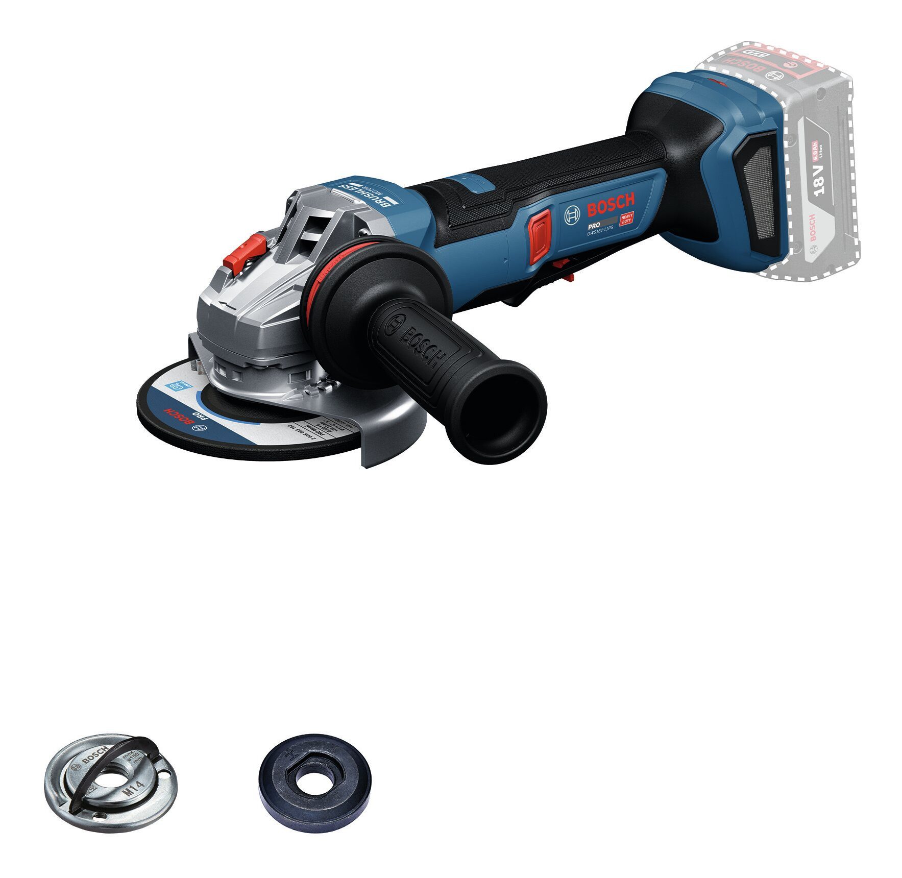 BOSCH Akku-Winkelschleifer GWS 18V-11PS, max. 9000 U/min, Ohne Akku - im Karton