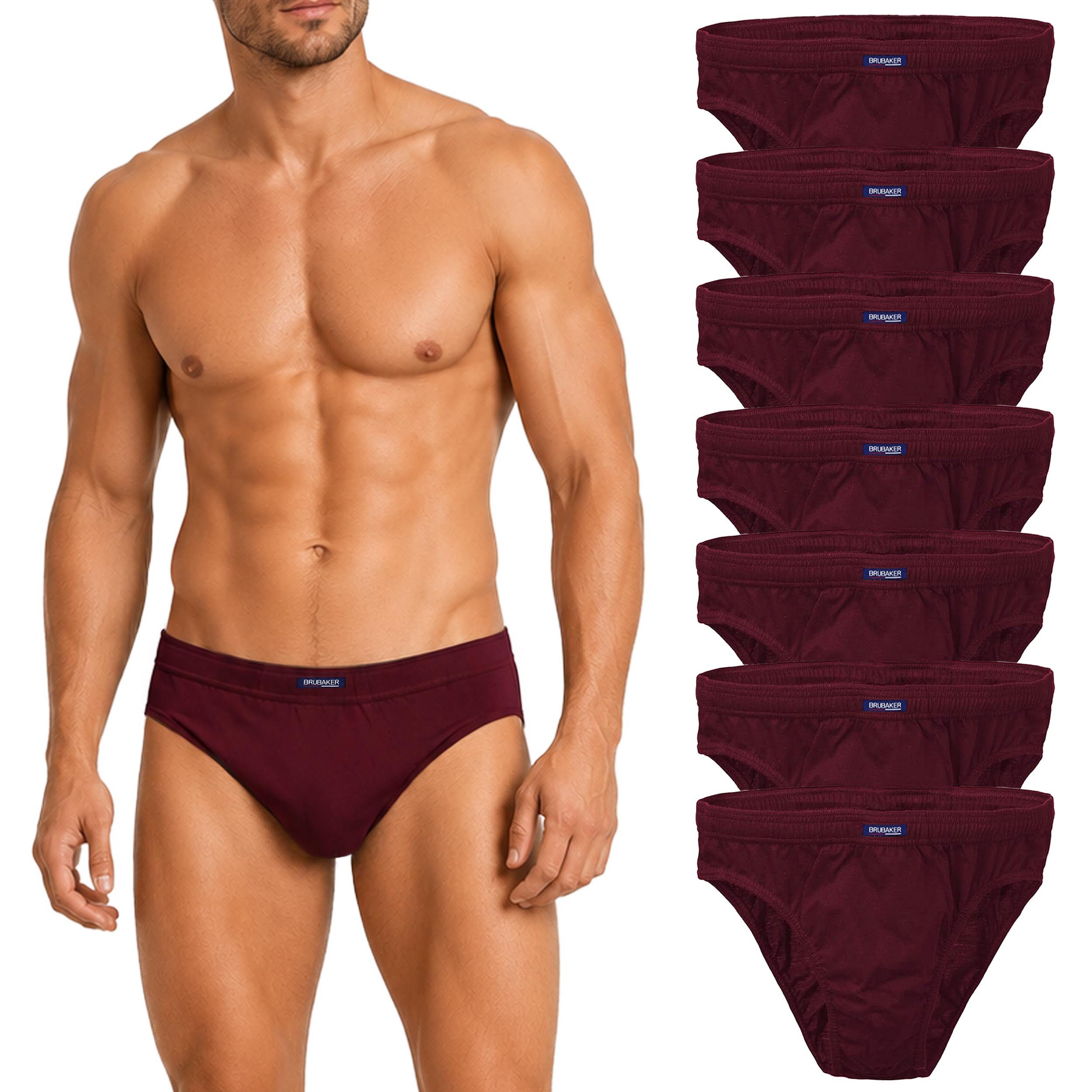 BRUBAKER Slip Herren Unterhose aus Baumwolle (Spar-Pack, 7-St., 7er-Pack) Großpackung Männer Unterwäsche, sehr bequeme Passform