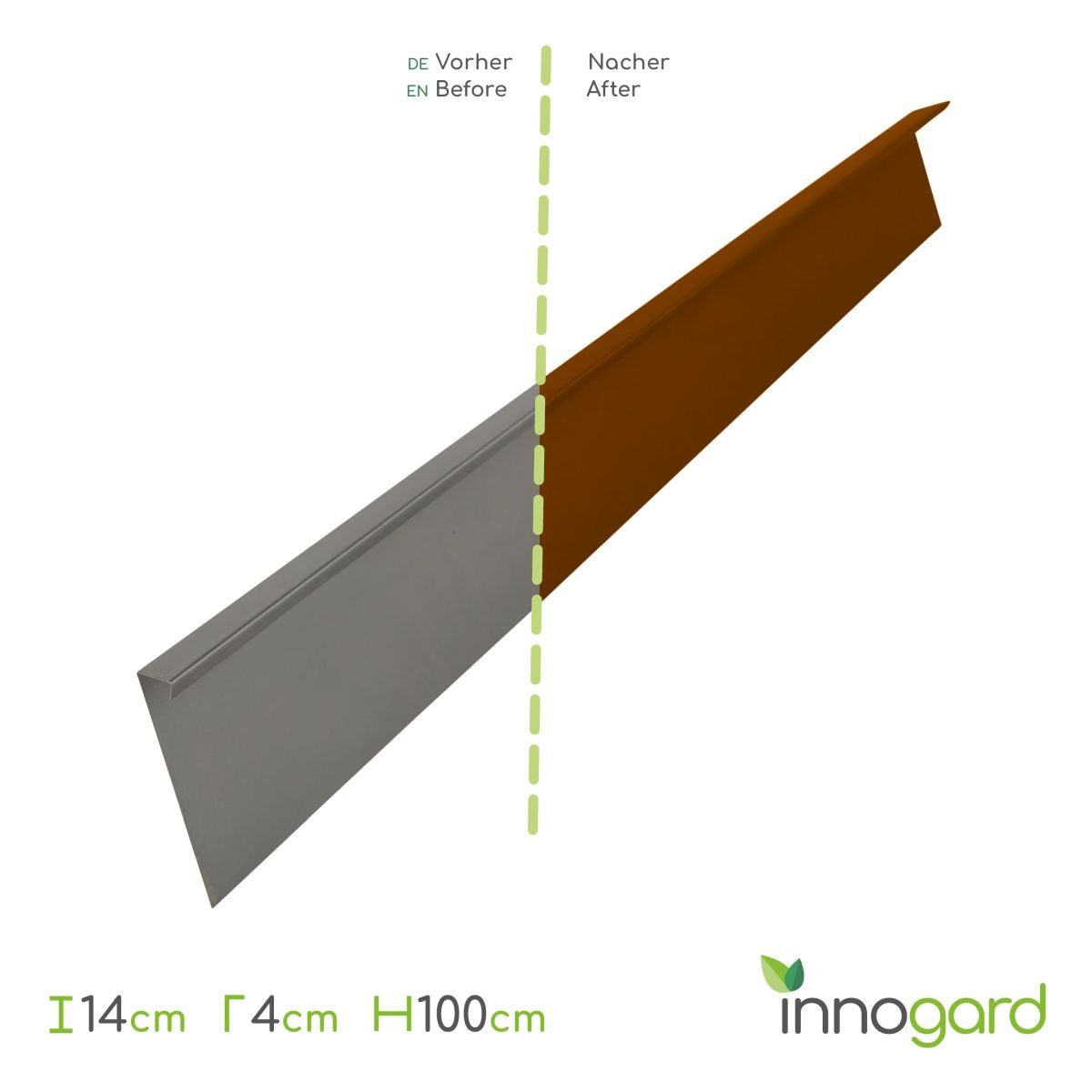 innogard Rasenkante Rasenkante breit Corten 100 x 4 cm