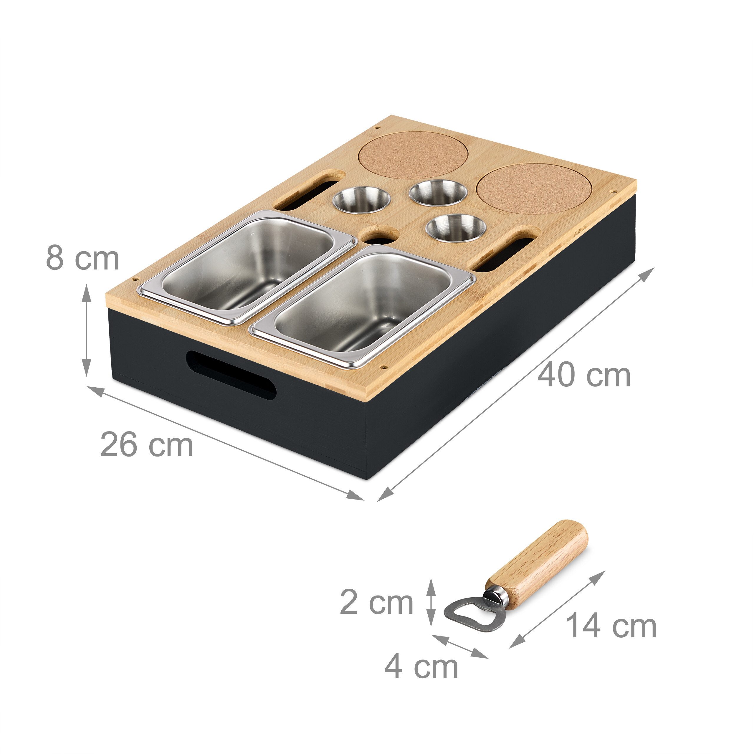 relaxdays Tabletttisch Couchbar mit Zubehör (9-St), schwarz – Bild 4 von 5