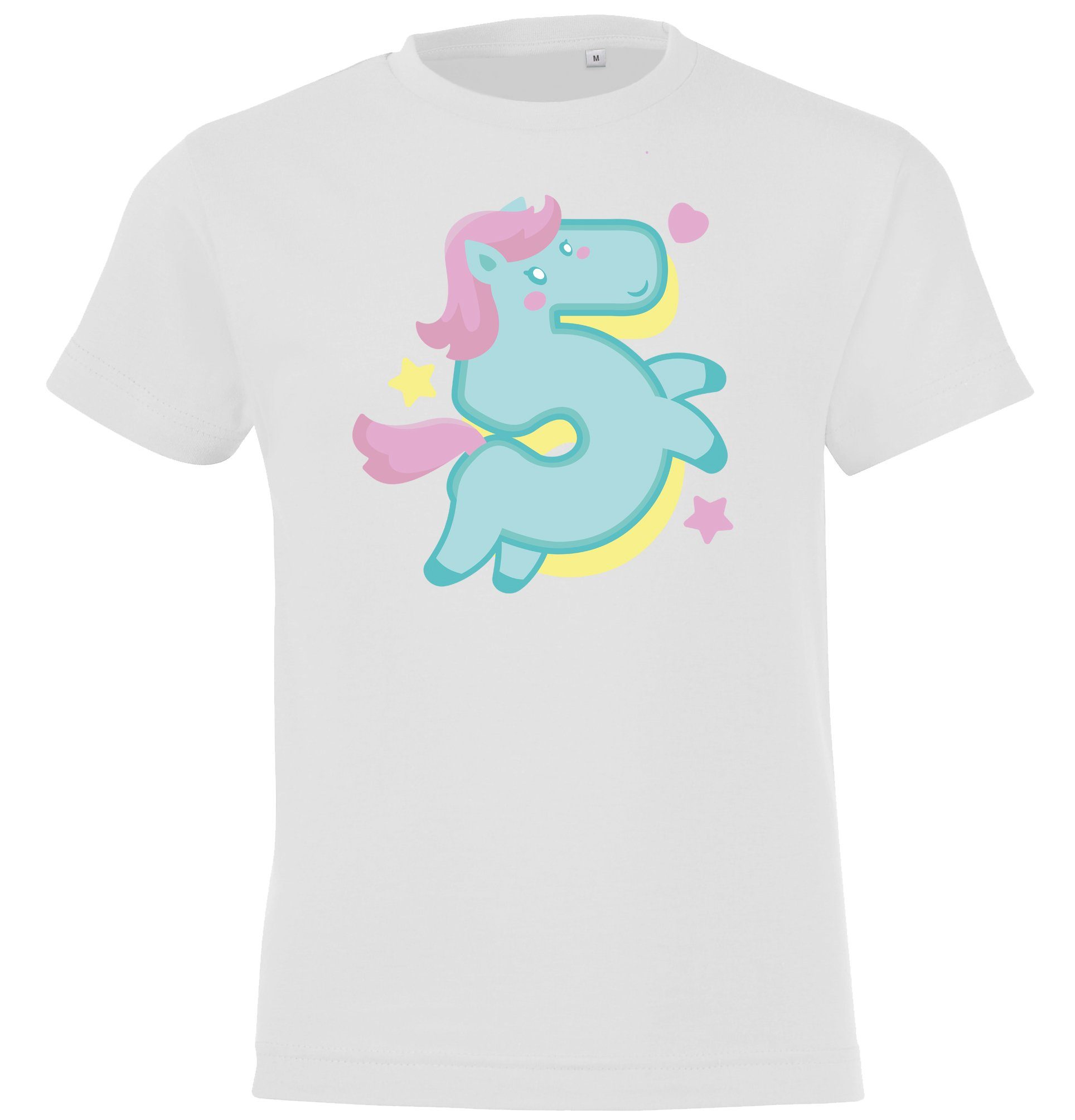 Alt Einhorn 5 T-Shirt süßem Designz Geburtstags mit Weiß Mädchen T-Shirt Jahre für Youth Frontprint