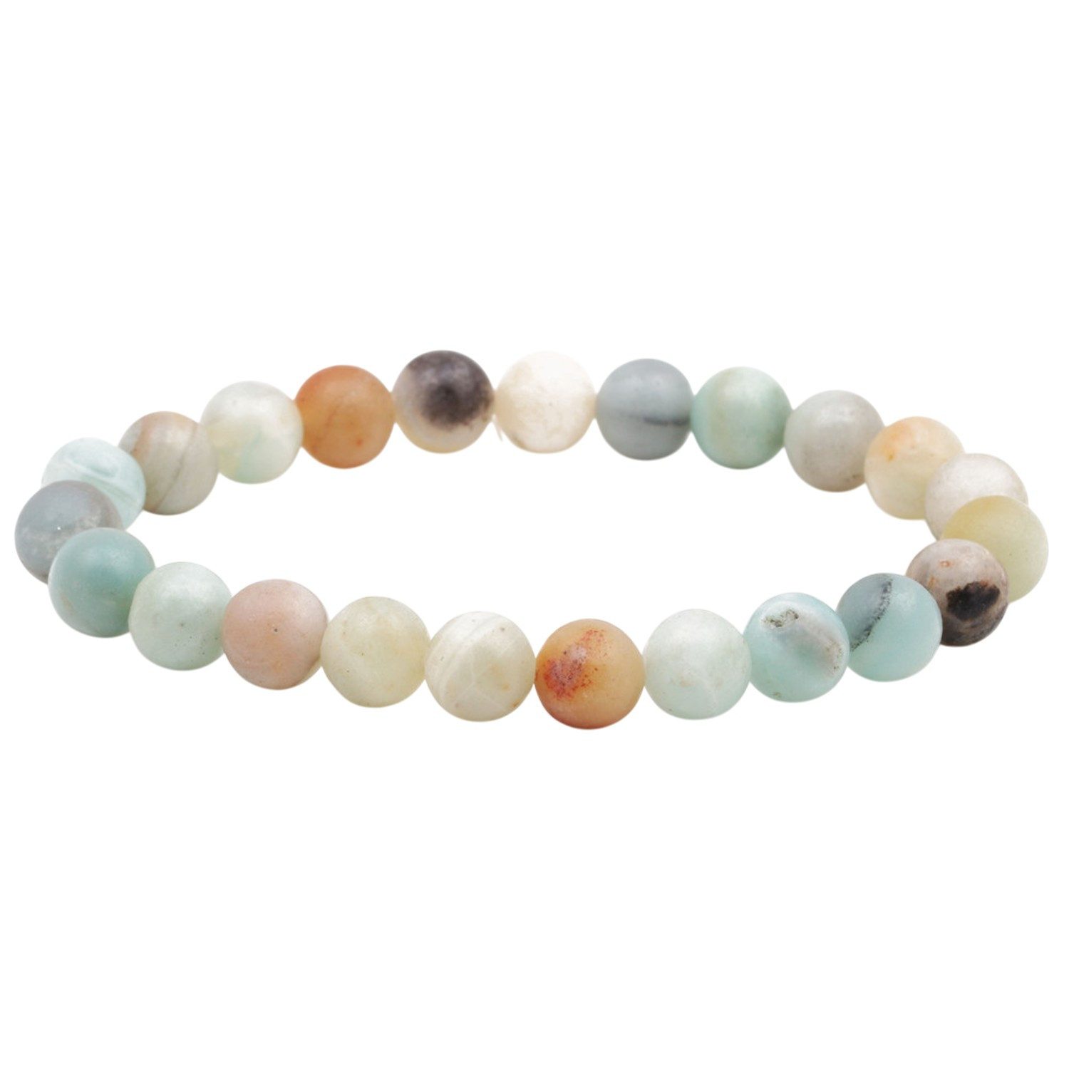 KARMA Perlenarmband Naturstein Armband Grün Damen Herren (Perlenarmband, Geschenk für sie ihn Steinarmband), dehnbar modern Armband